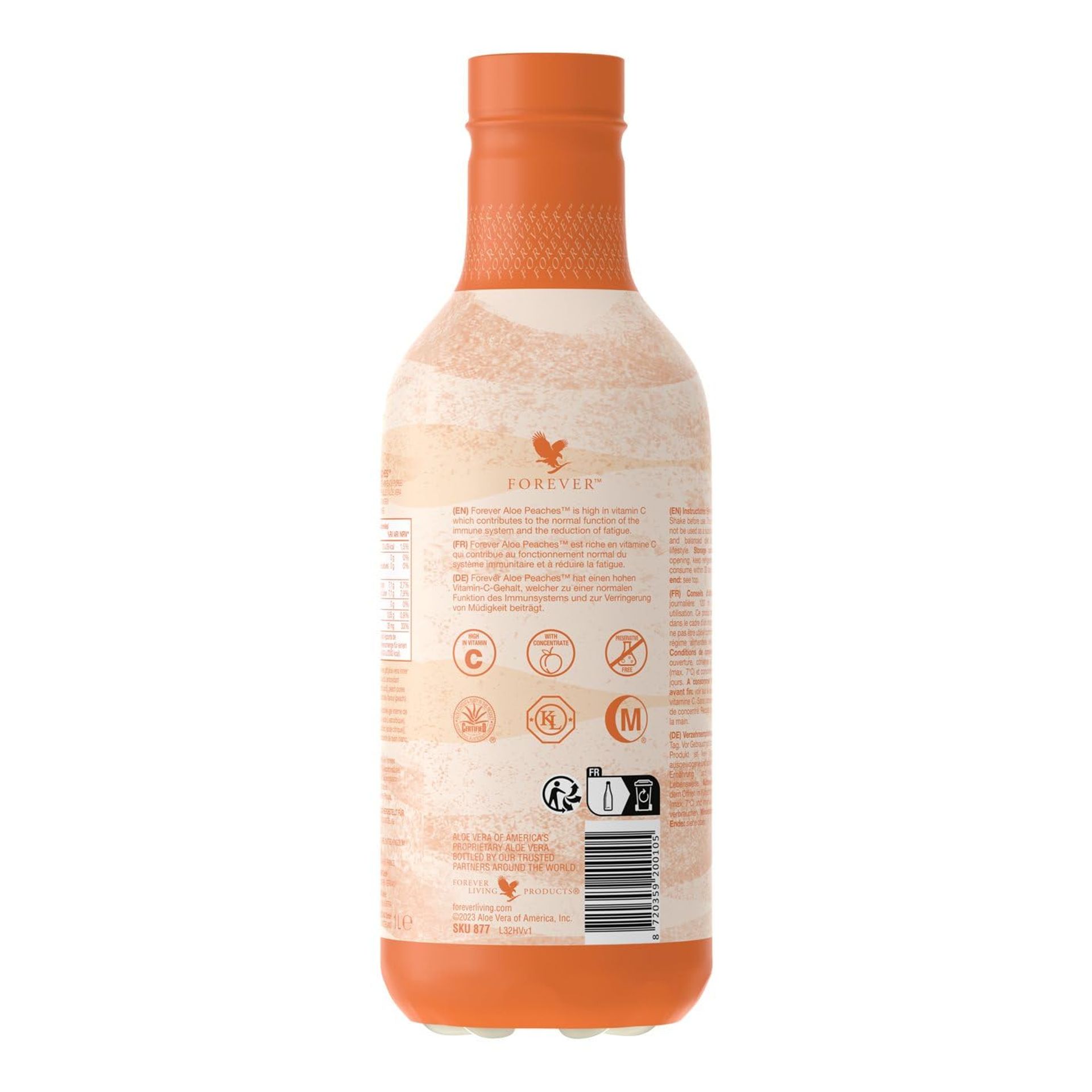 Aloe Peaches Flavoured Aloe Vera Gel 83.4% Pure Inner Leaf, Vitamin C, Ve
