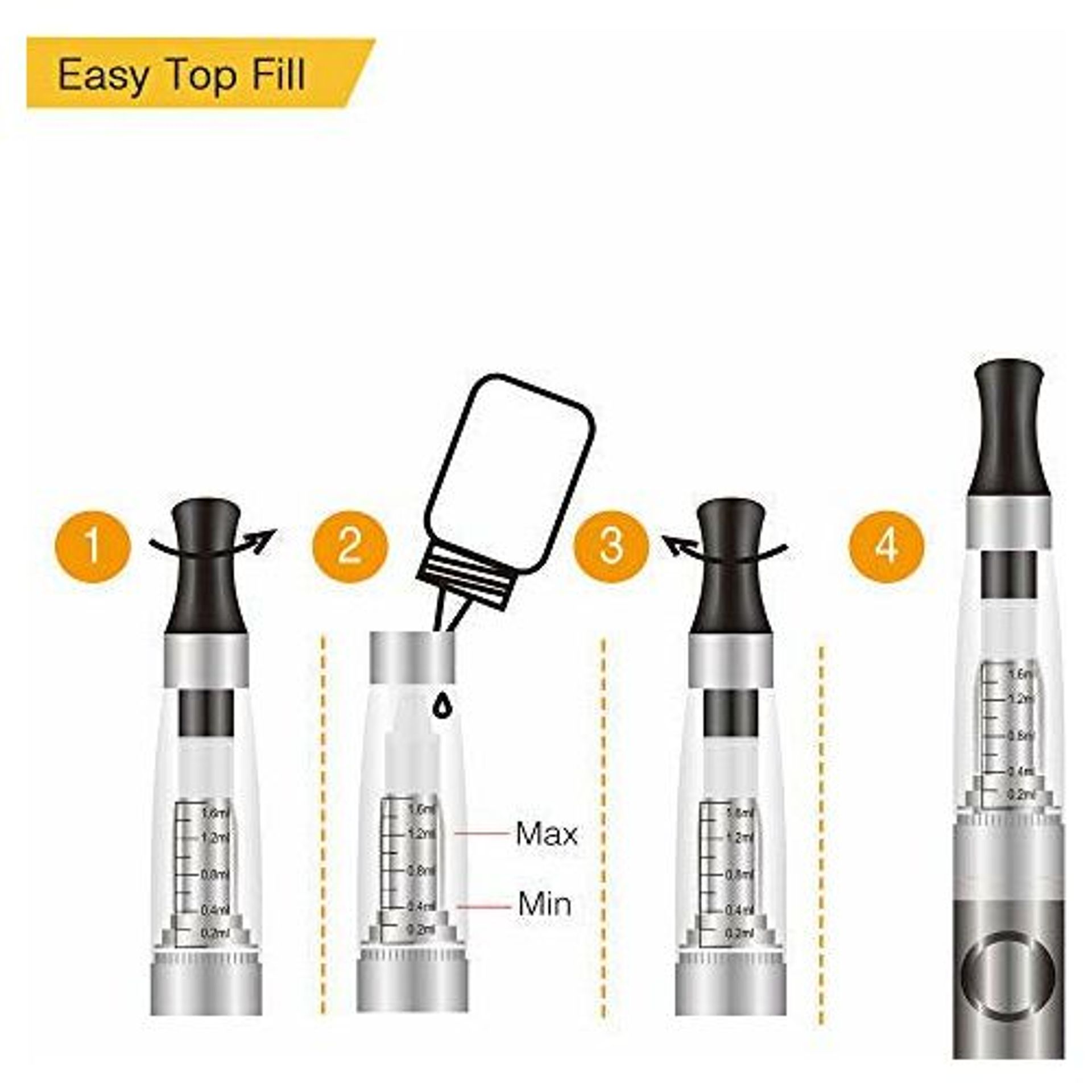 E Cigarettes Vape Pen Starter Pack VapeMaster H2 Kit, 2 Vape Pens, Easy T