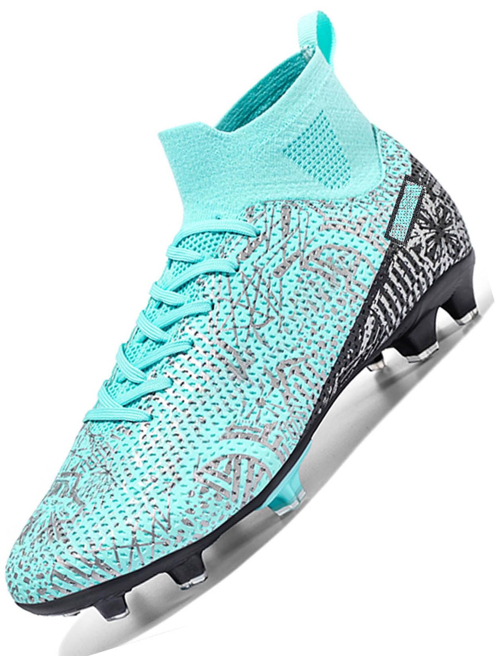 Kids Football Boots with Spikes for Astro Turf - Lightweight Competition Soccer Shoes Light Green EU38