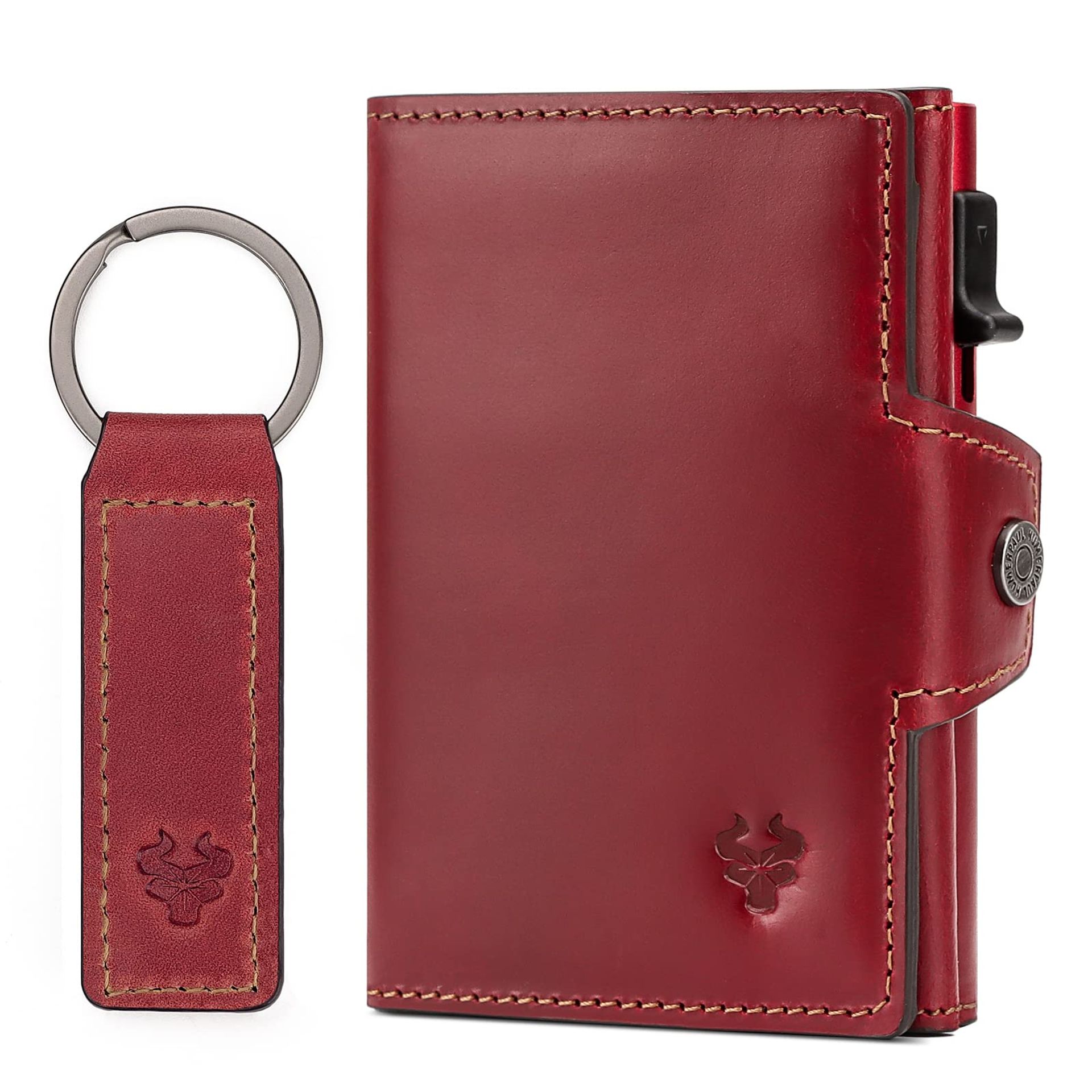 Smart Women's Wallet with RFID Blocking, 8-10 Card Slots & Leather Keyholder - Red S