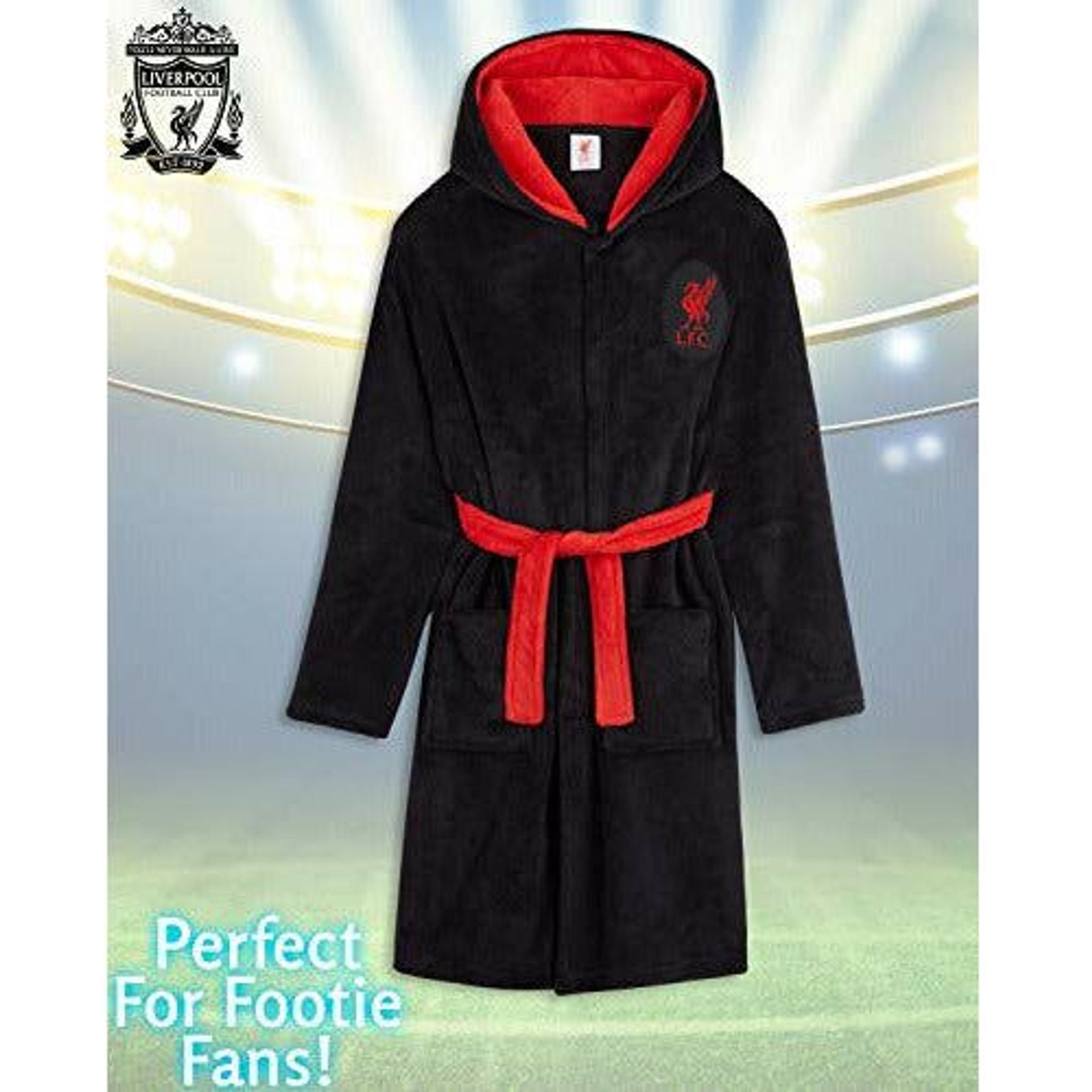 Liverpool FC Fleece Badjas Met Capuchon Voor Jongens Officieel Clubcadeau Zwart 13 14 Jaar 1011505110