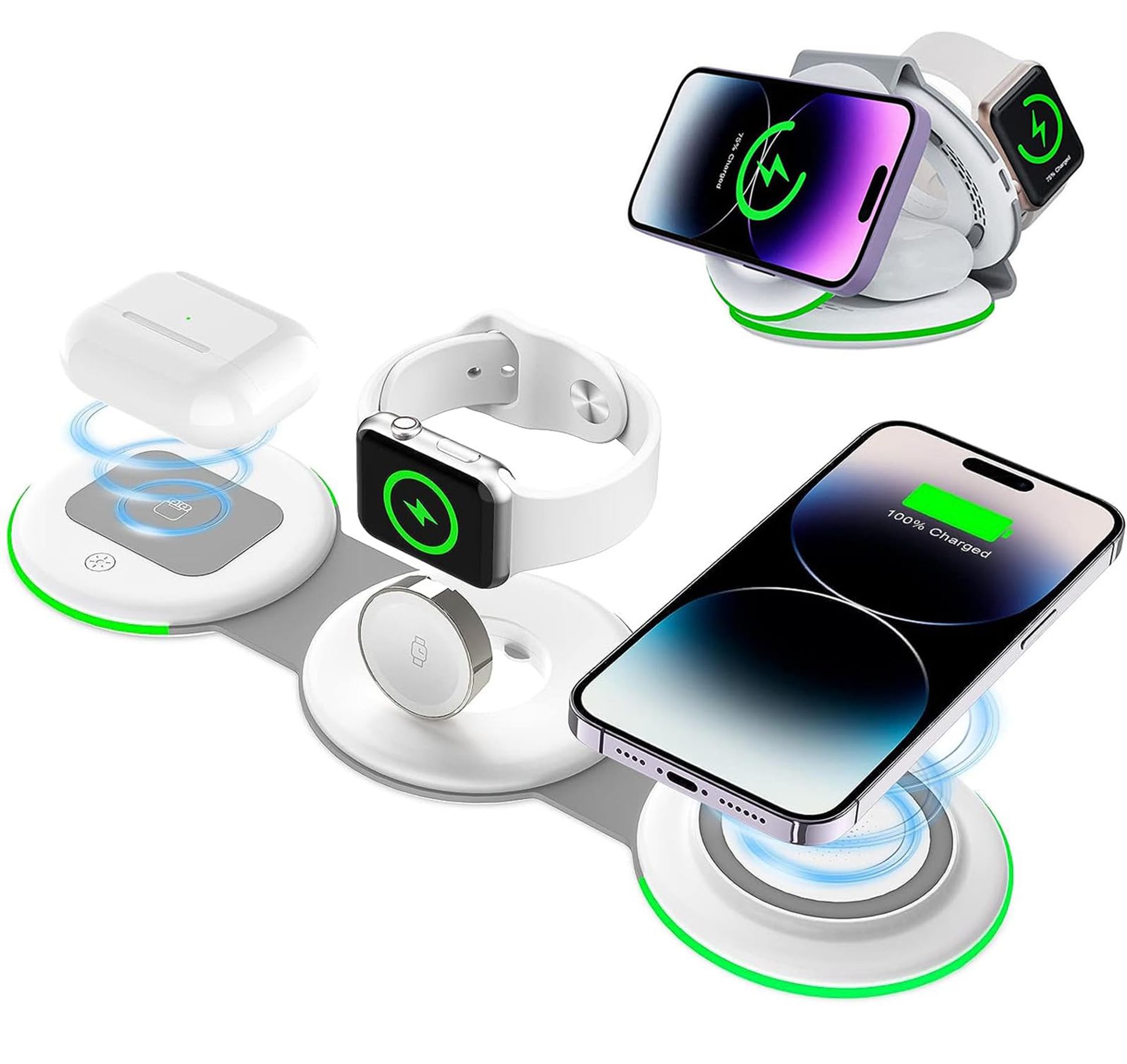 3-in-1 Foldable Wireless Charging Station with MagSafe for iPhone, Apple Watch & AirPods