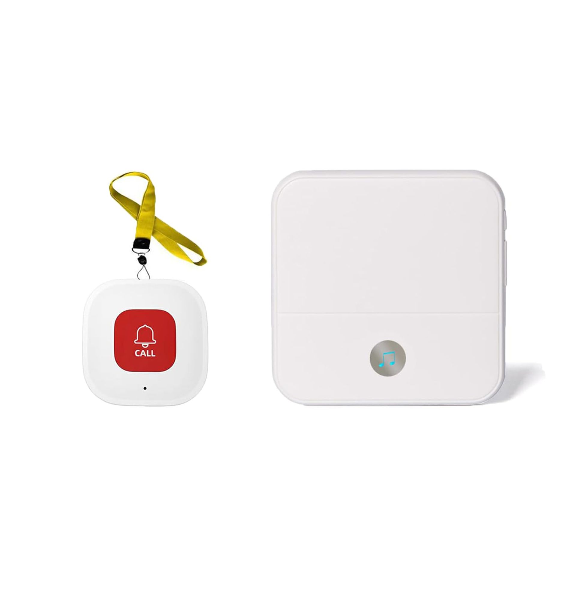 Wireless Caregiver Pager Call Button System for Elderly with SOS Panic Alert and Plug-in Receiver - White O 1-1