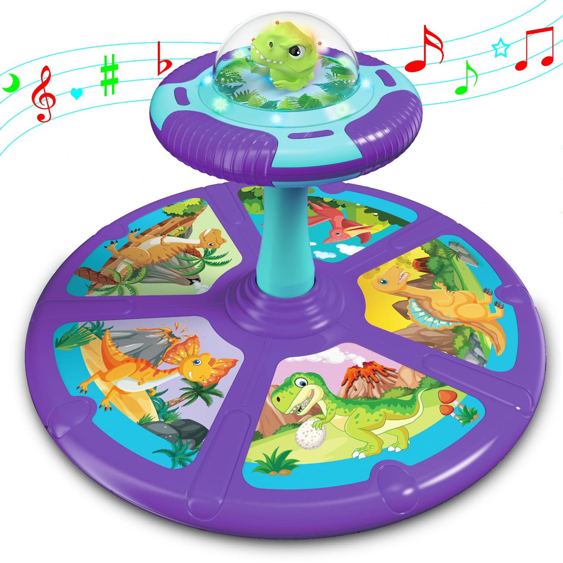 Toddler Dinosaur Sit & Spin Toy with 360° Rotation, Lights & Music - Fun Gift for Ages 1-4