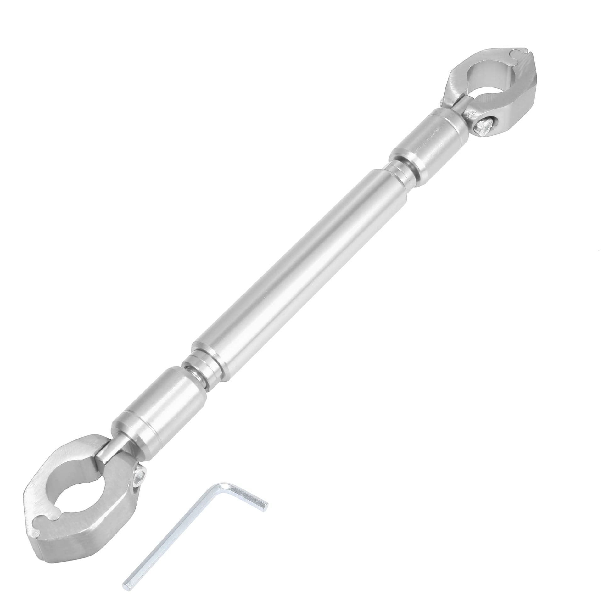 Universal Motorbike Handlebar Balance Bar Aluminium Alloy Anti-Vibration Stabiliser with Hex Spanner Adjustable Fit for 22mm Bars - Silver Tone
