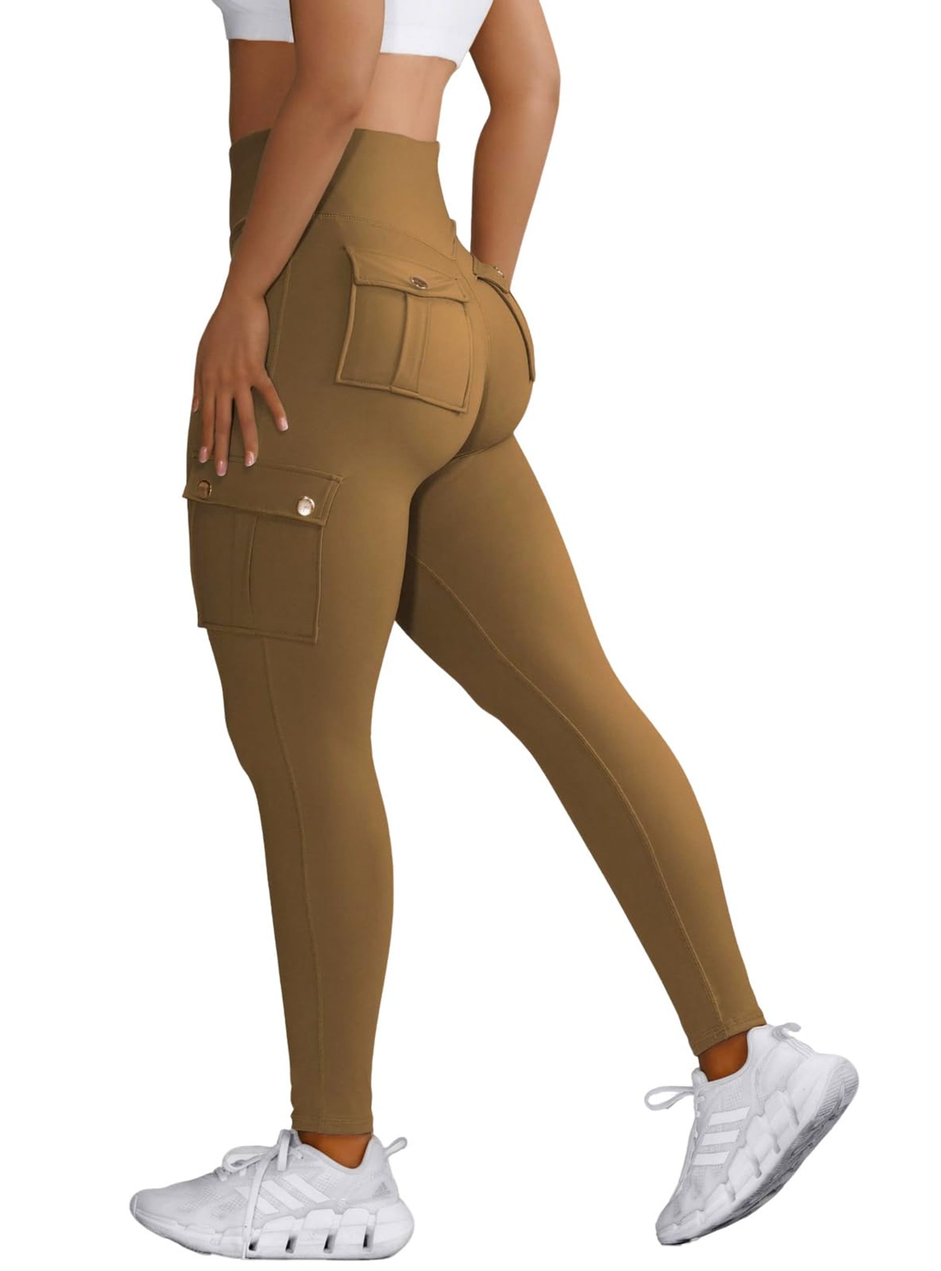 Women's Cargo Leggings with Pockets, High Waisted 7/8 Length, Tummy Control Fitness Trousers for Gym, Yoga & Casual Wear