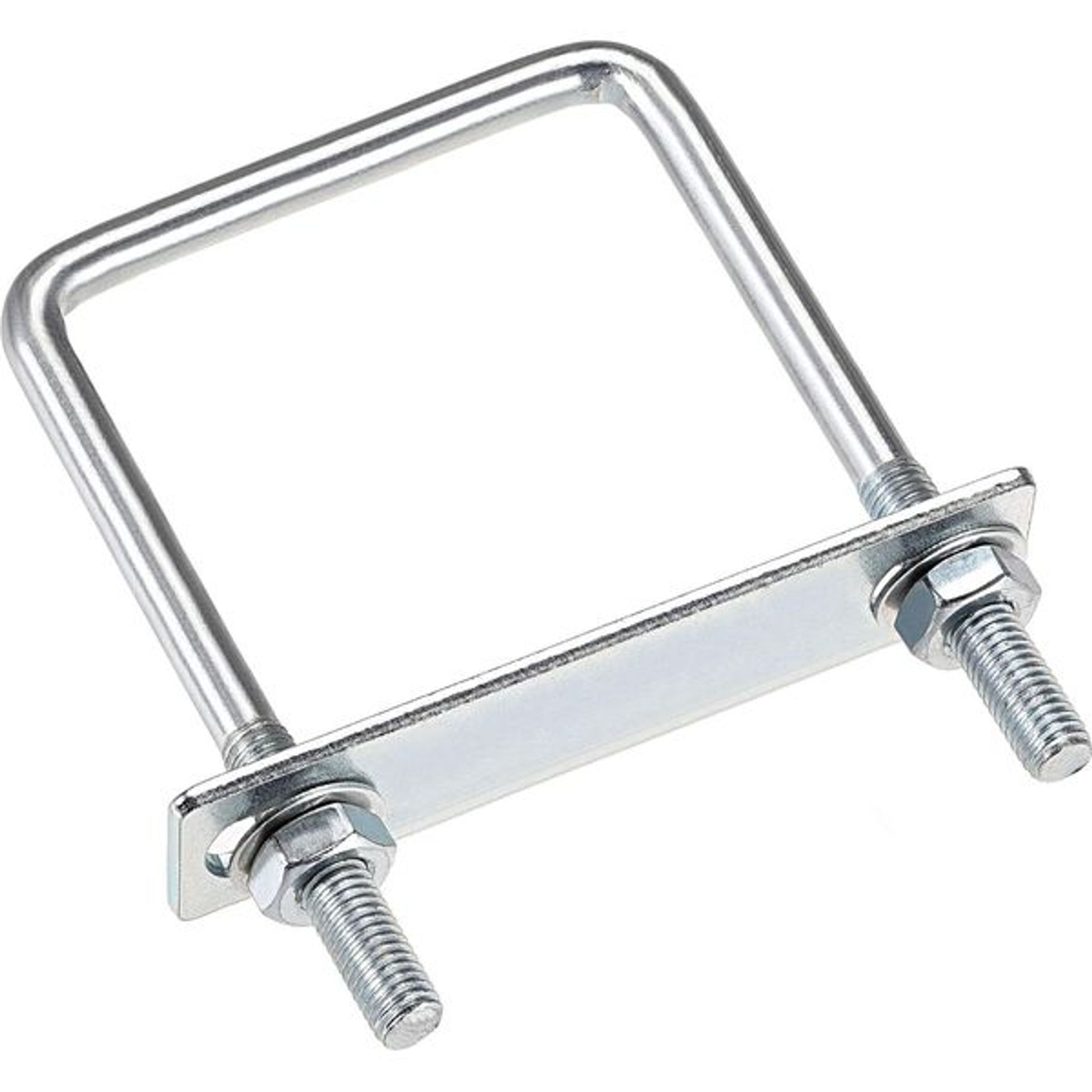 sourcing map Square U-Bolts 2-3/4"(70mm) Inner Width Carbon Steel M8 with Nuts, Frame Plate, Round Washers 4 Set