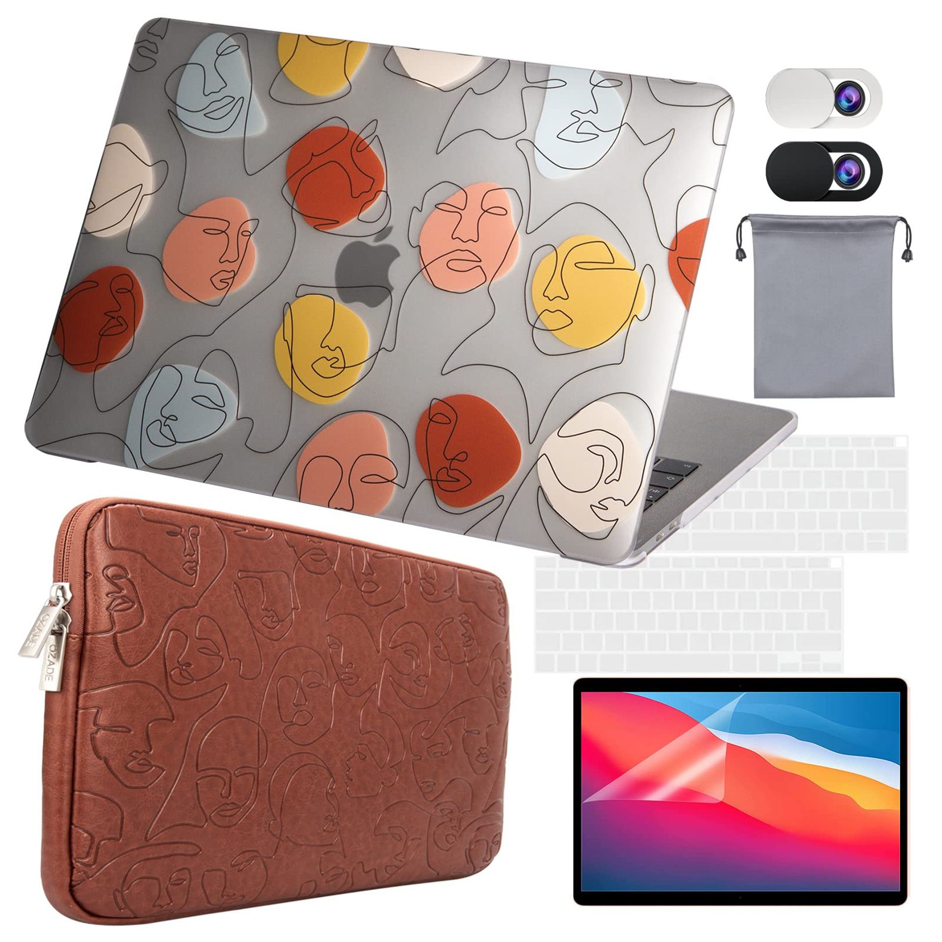 6-in-1 MacBook Air 13" Case with Sleeve, Hard Shell & Accessories - Brown