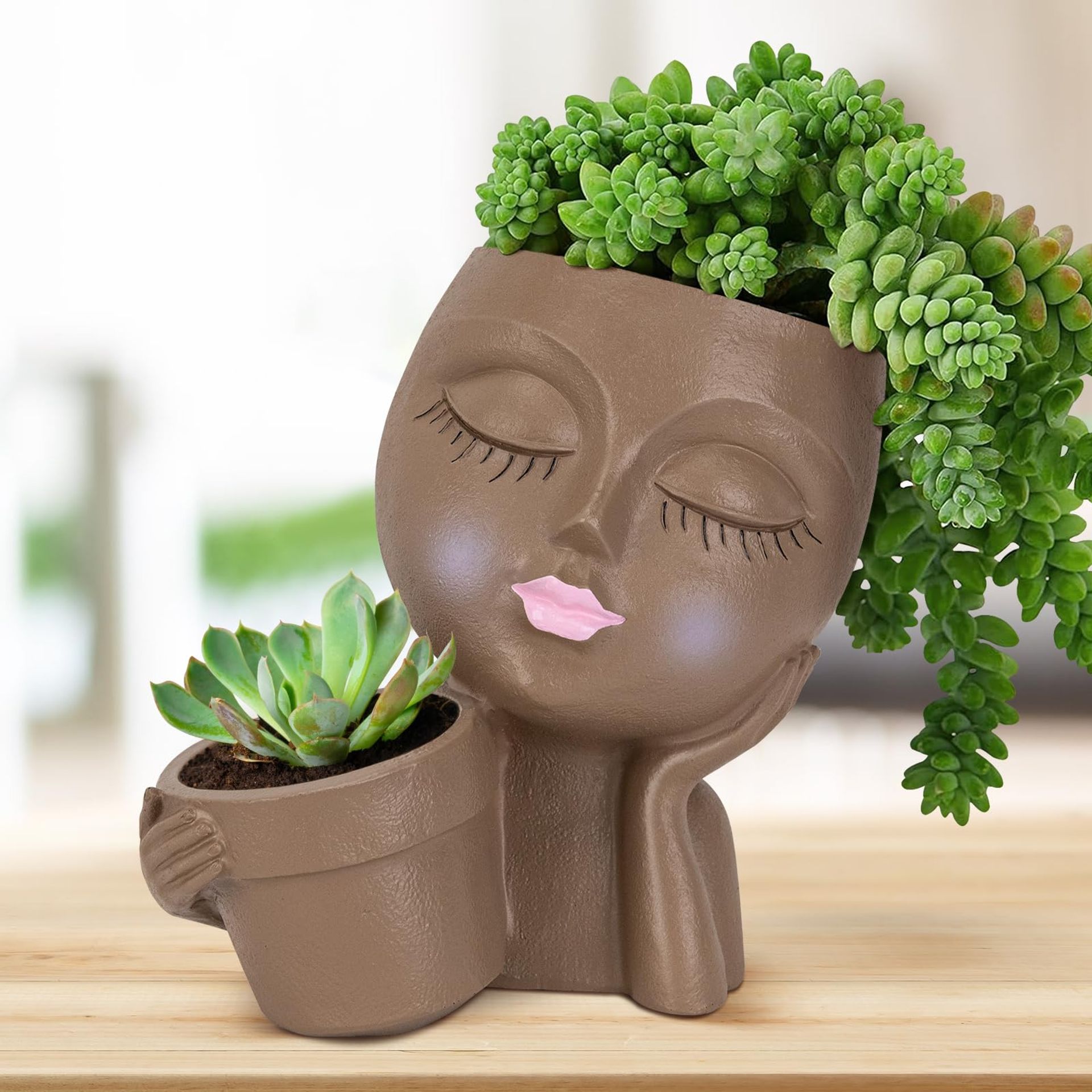 DUCHIFAD Face Planter Pot, Head Flower Pots Planters For Indoor Outdoor P