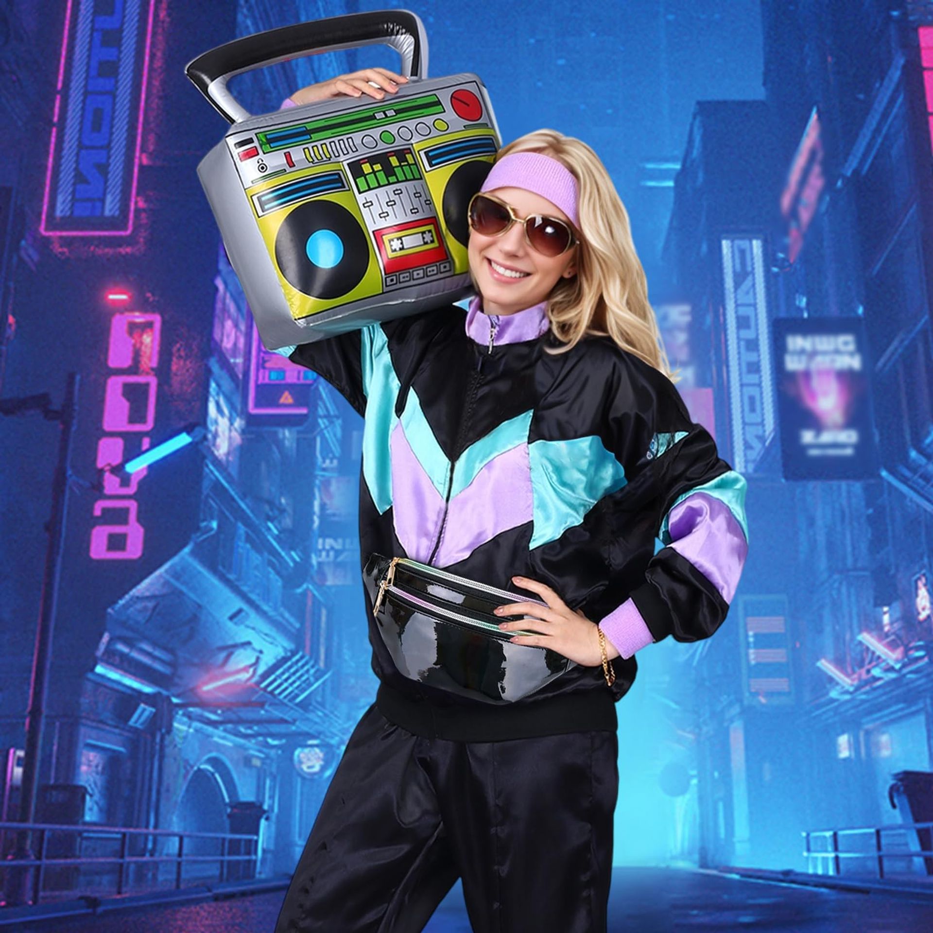 80s 90s Retro Fancy Dress Costume Set For Men & Women With Tracksuit, Acc