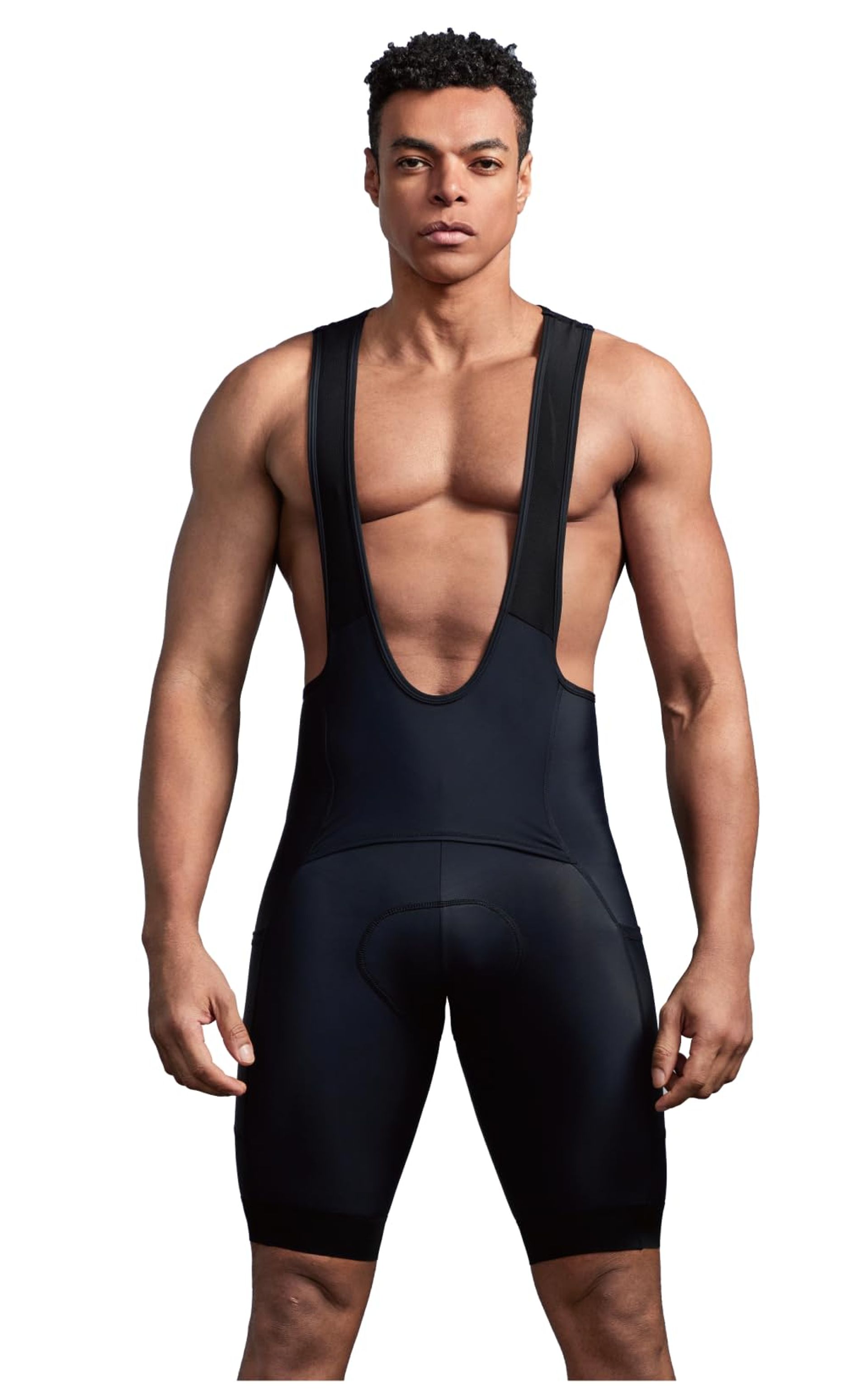 Men's Cycling Bib Shorts with Bathroom Access Padded UPF50+ Breathable Stretch Fabric - Black M