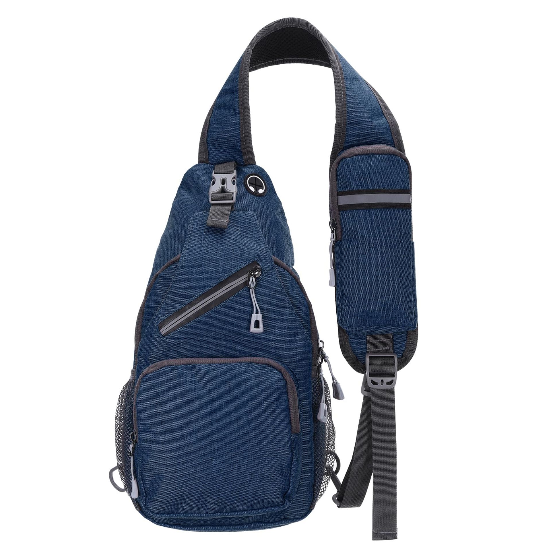 Small Oxford Sling Bag with Multiple Pockets & Adjustable Strap – Dark Blue Travel Backpack for Hiking, Cycling & Everyday Use