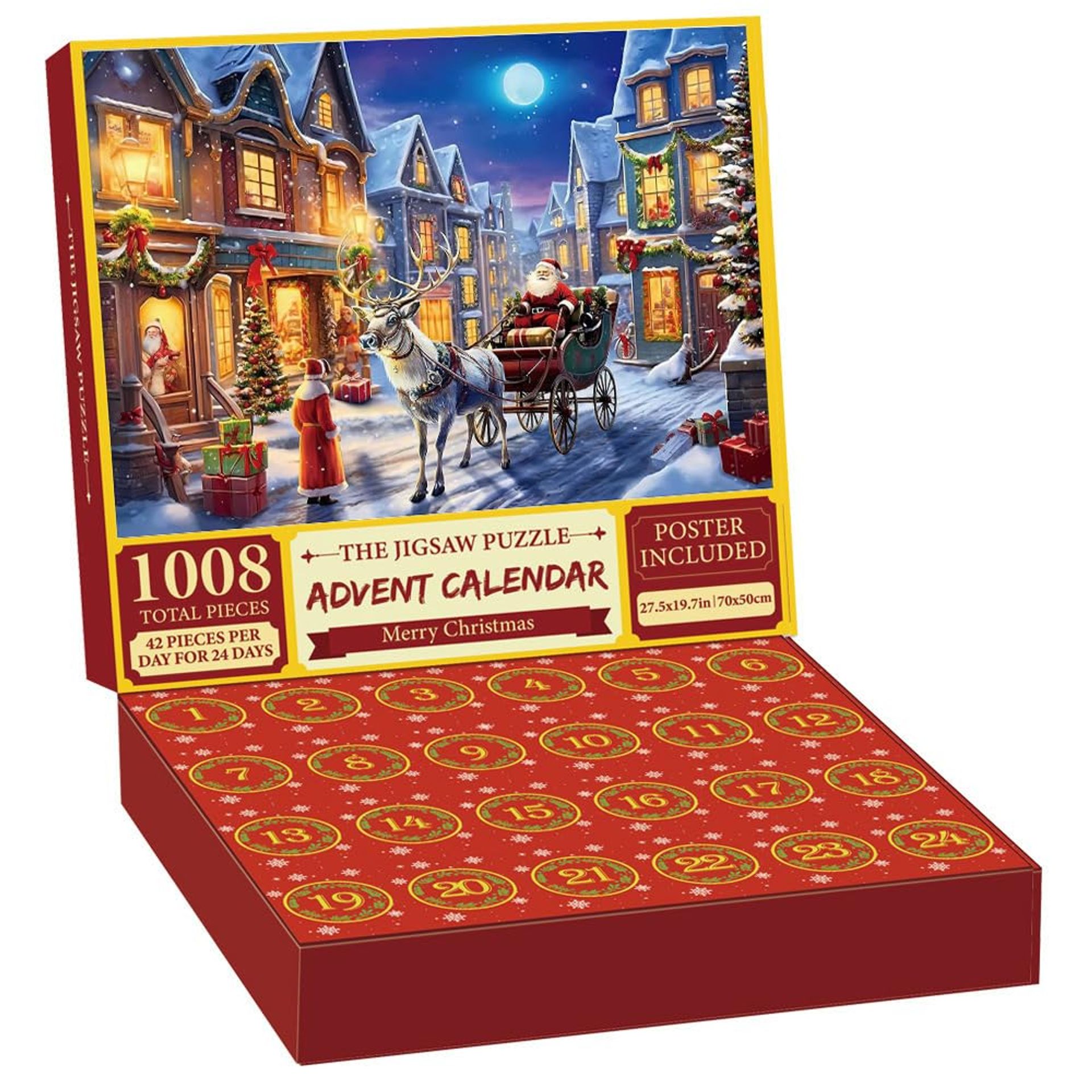 Advent Calendar 2024 Jigsaw Puzzle for Adults/Kids/Teens, 24 Days Christmas Countdown Calendar, 1008 Pieces Jigsaw Advent Calendars for Women, Men, Boys, Girls, Teenagers, Gifts for Xmas