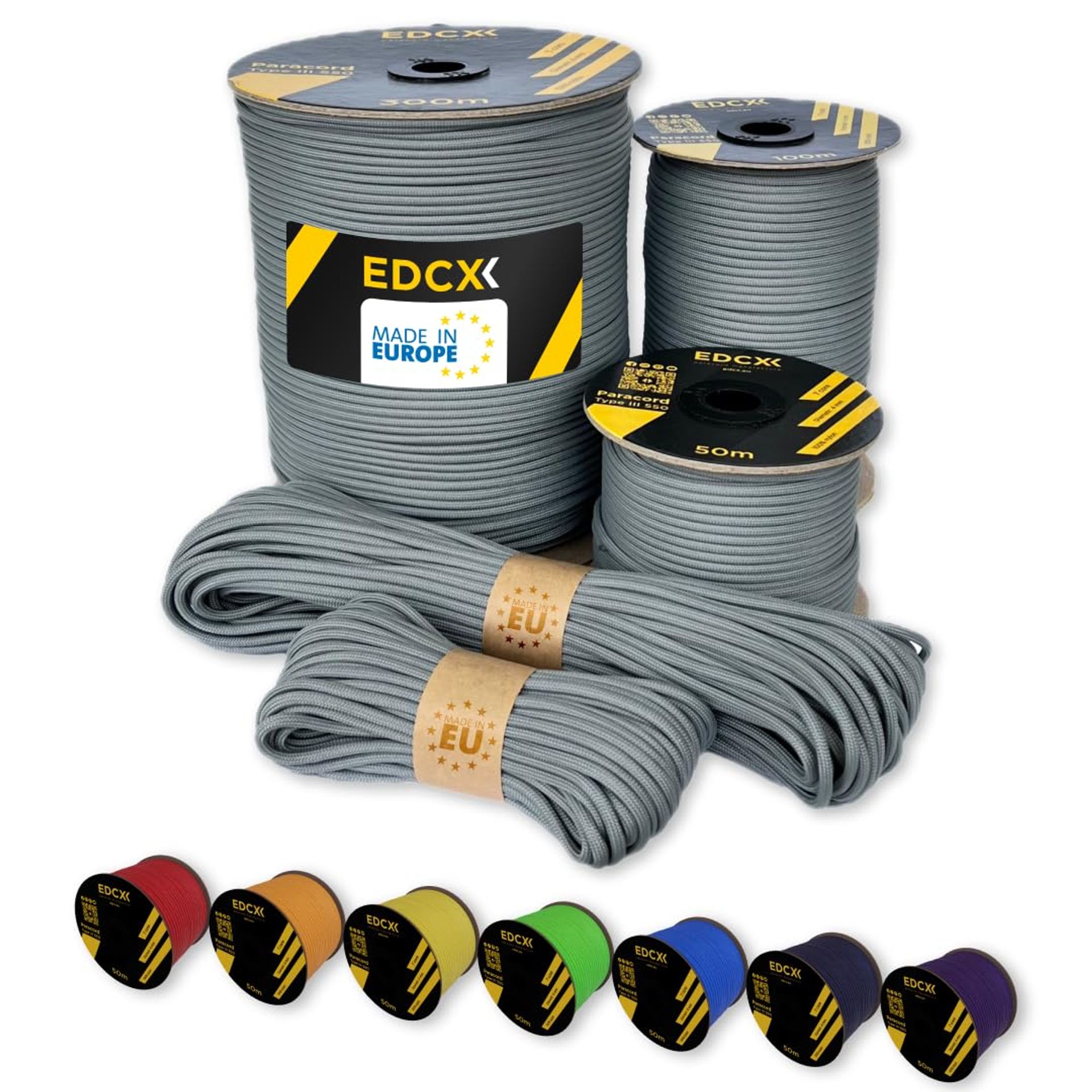 4mm Nylon Paracord Rope, 300m Dark Grey | Strong 250kg Load | Ideal for Camping, Survival, DIY & Outdoor Crafting