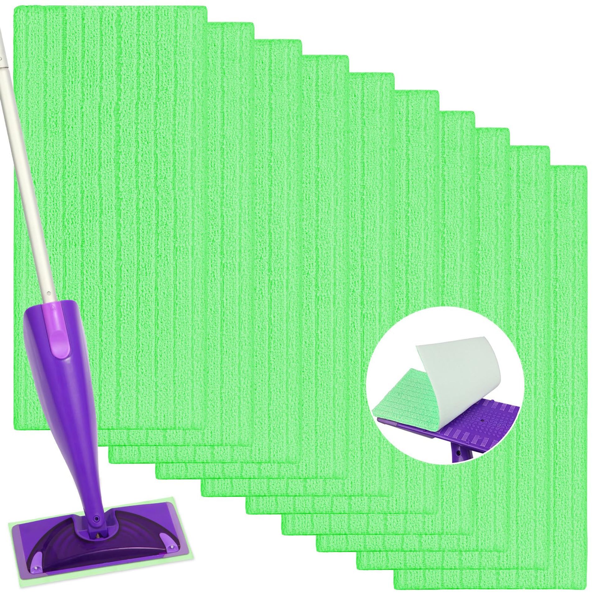 Zeltauto 10 Packs Mop Refill Pad for Flash Powermop,Absorbing Pad Refills for Cleaning Wet Dry Multi-Surface Floor(Green)