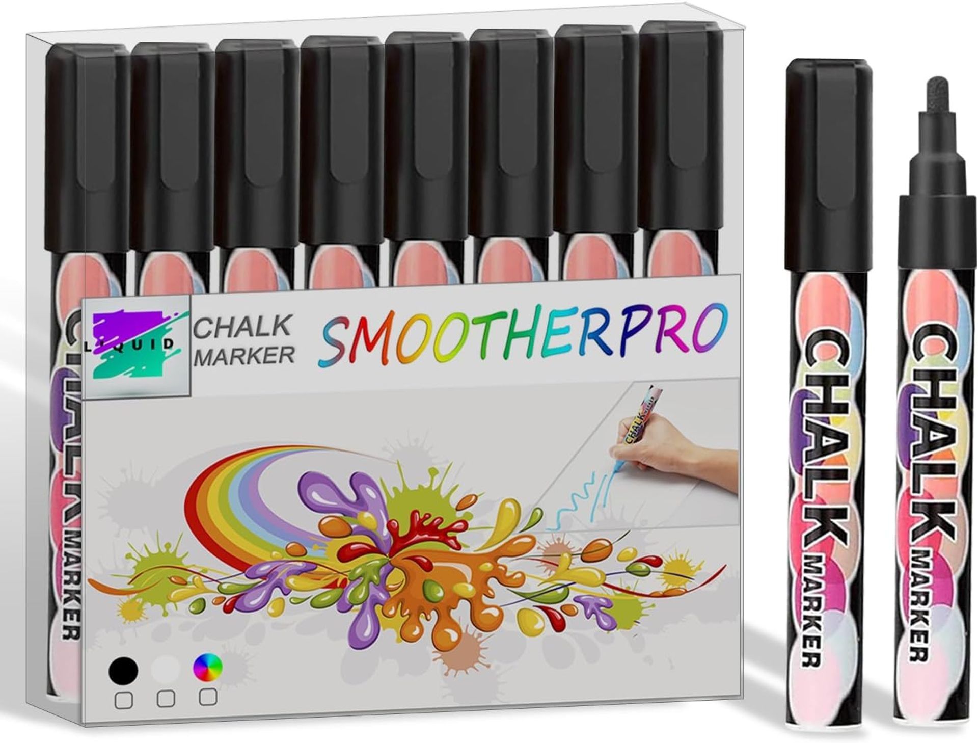 Vibrant Liquid Chalk Marker Pens | 8 Colours | 10mm Wide Tip | Erasable Blackboard Markers