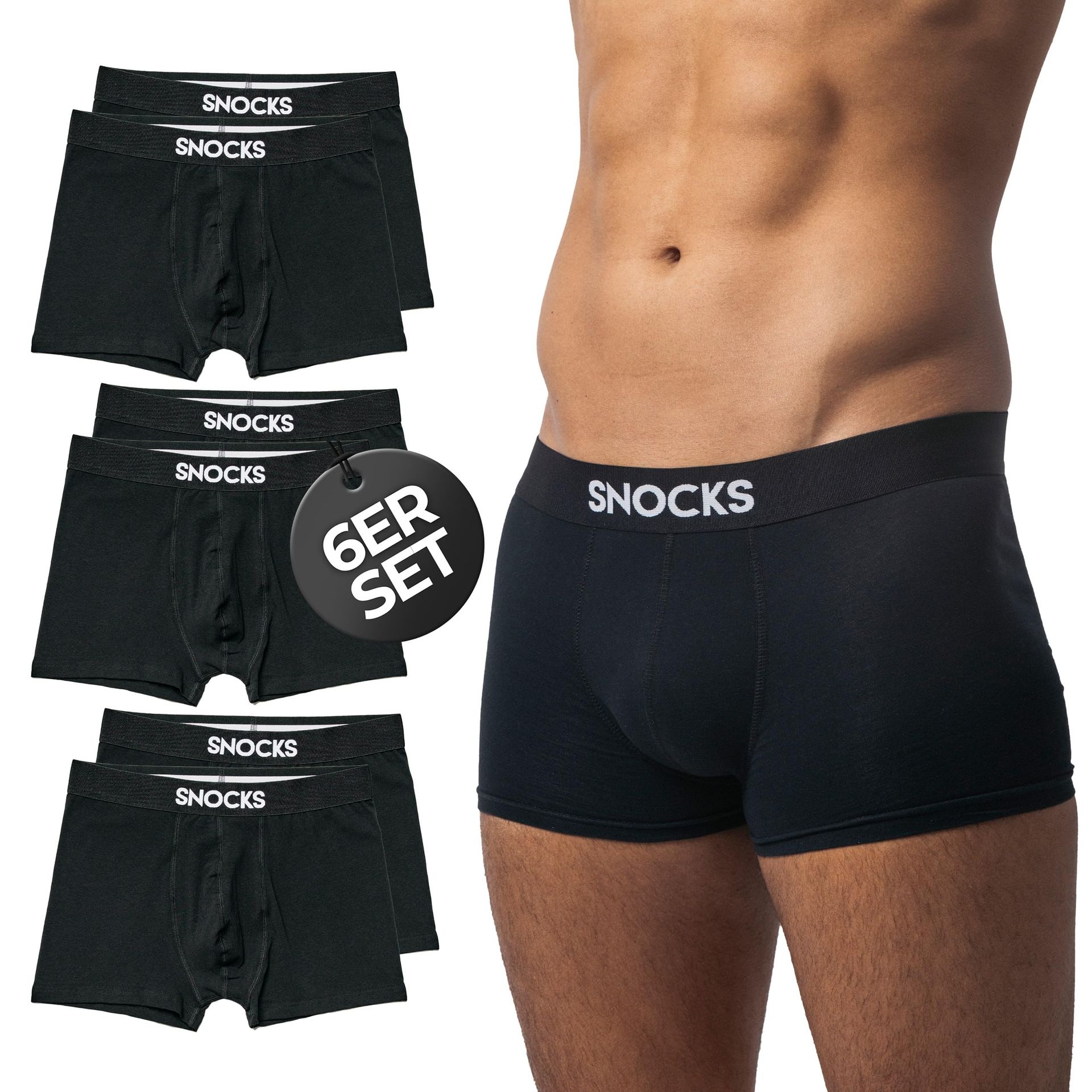 Men's Boxer Shorts Multipack 6 Pack Soft Organic Cotton Breathable Underwear - Black XL