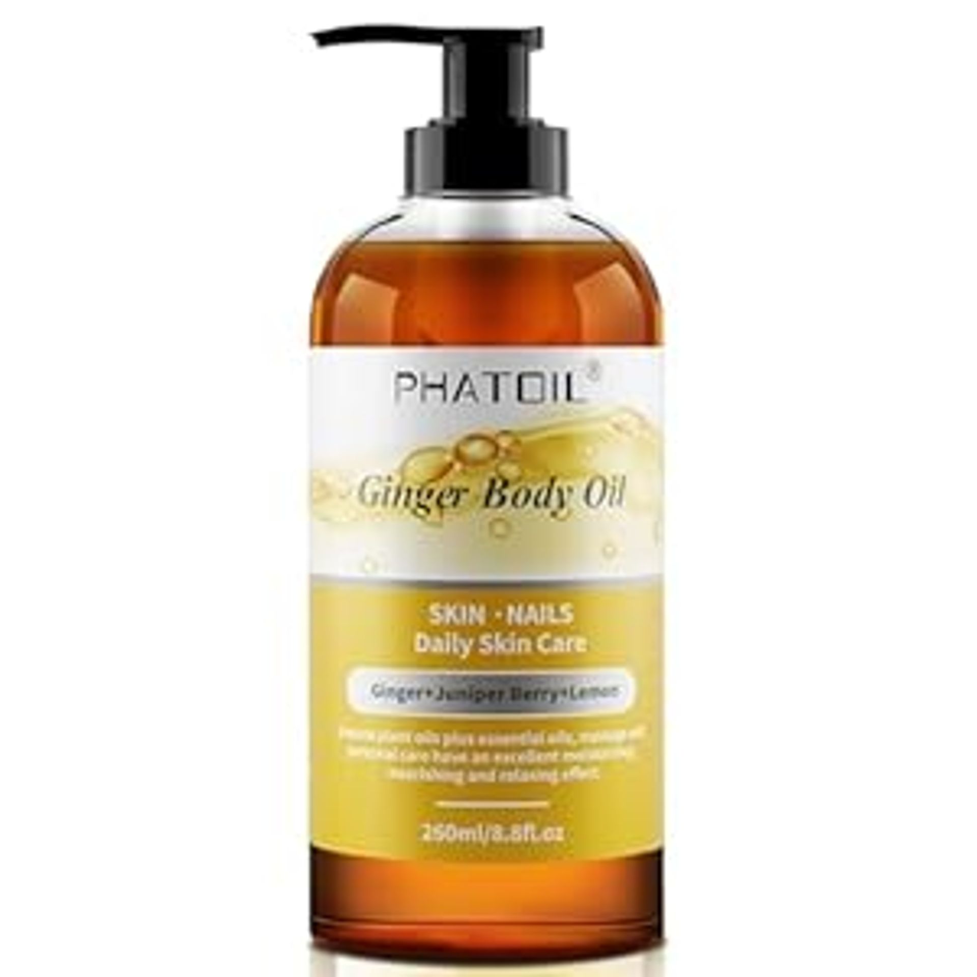 Ginger Body Oil for Massage, Skin, and Nail Care with Natural Plant and Essential Oils - Ginger 260ml - Valentines