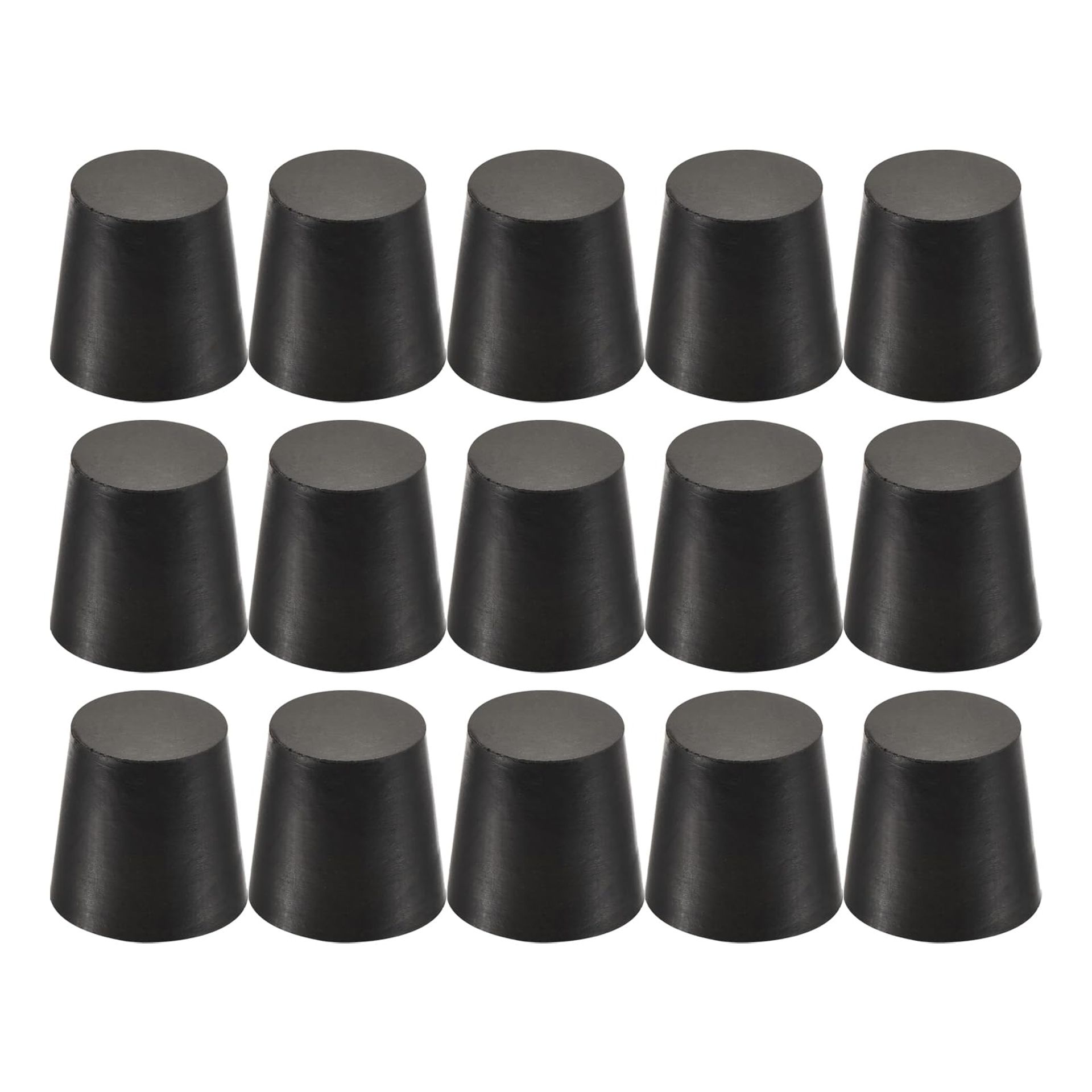 Toolzia Rubber Bung, 20mm to 26mm Solid Test Tubes Bungs Tapered Stopper Black for Lab Home 15 Pieces