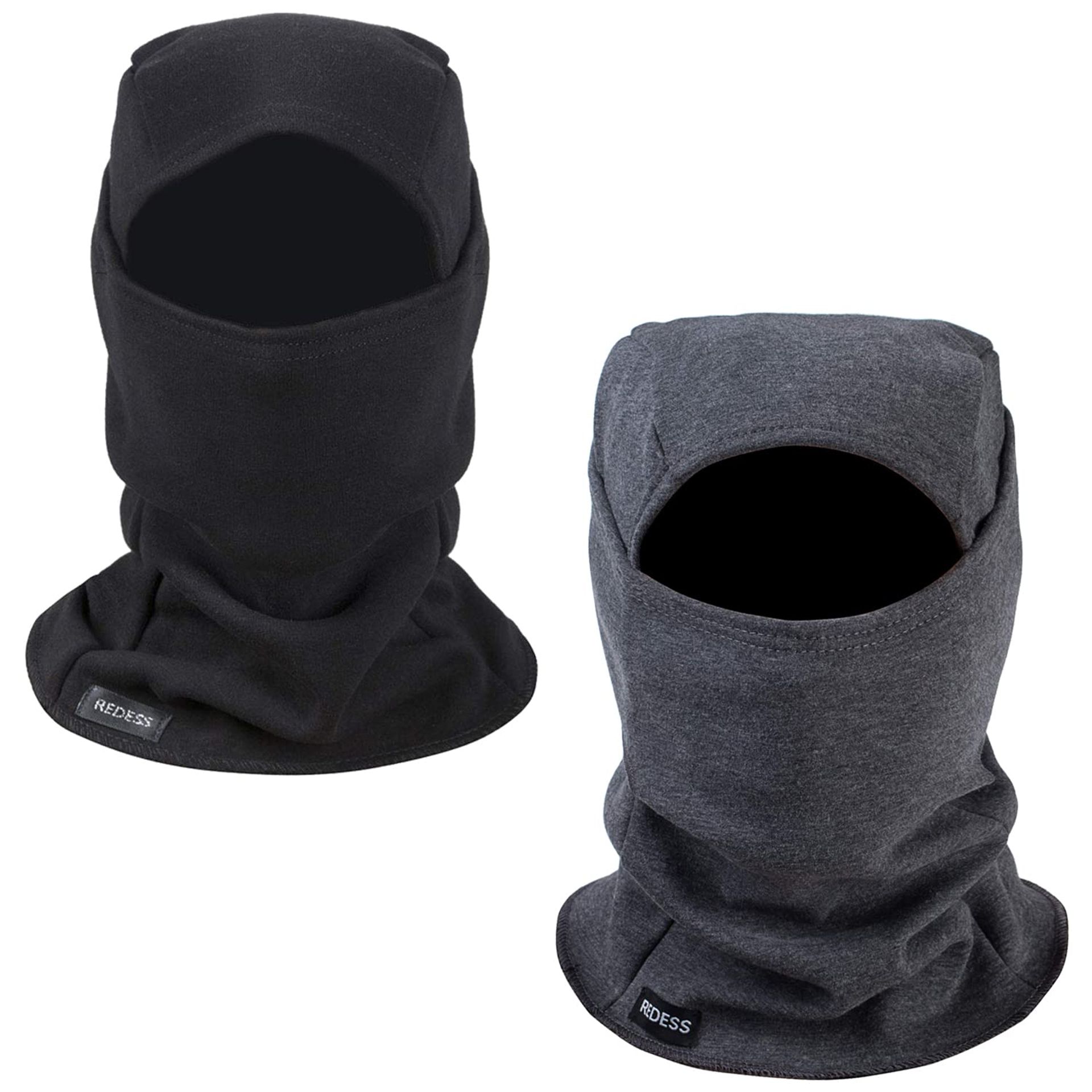 Thermal Fleece Balaclava Windproof Ski Face Mask for Winter Sports - Black+Dgrey One Size