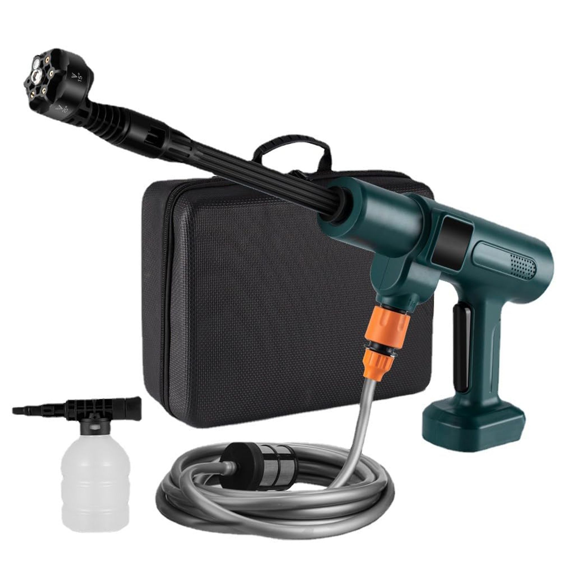 Cordless Pressure Washer Brushless Portable Jet Wash 2 Modes 6-in-1 Nozzle Compatible with Makita 18V Battery - Green YF-148