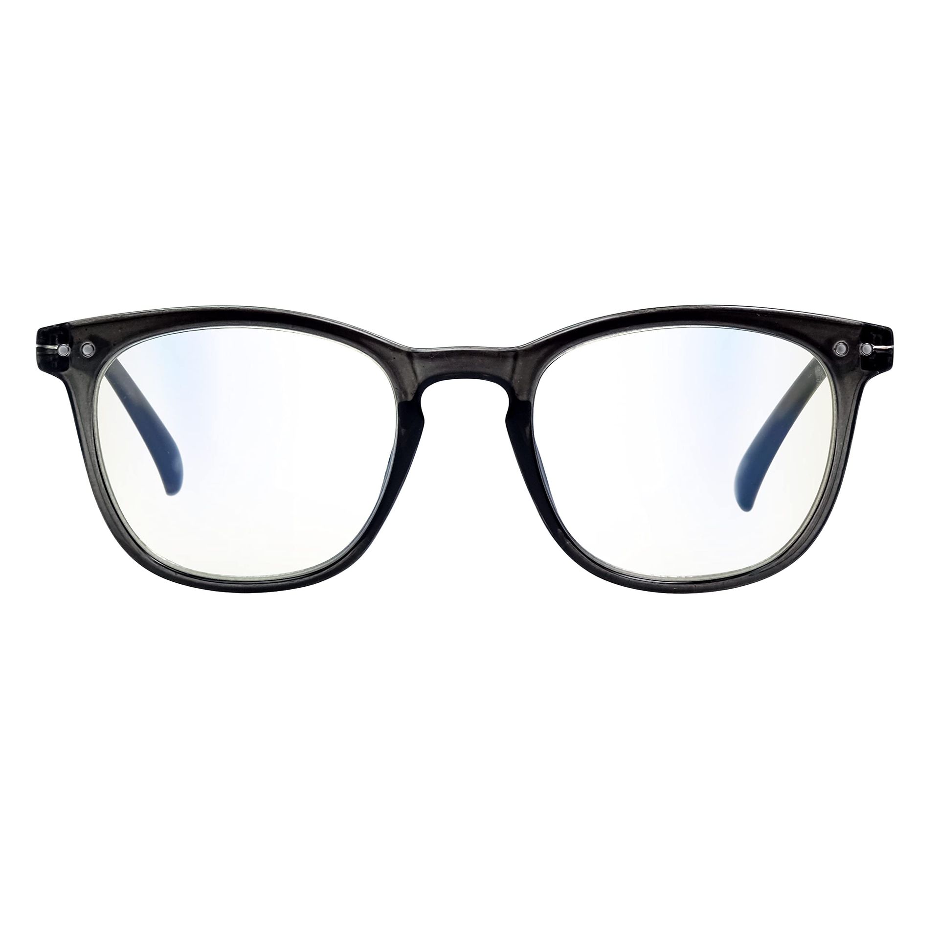 Blue Light Blocking Reading Glasses for Men & Women, Anti-Eye Strain Crystal Grey +2.0 Lenses