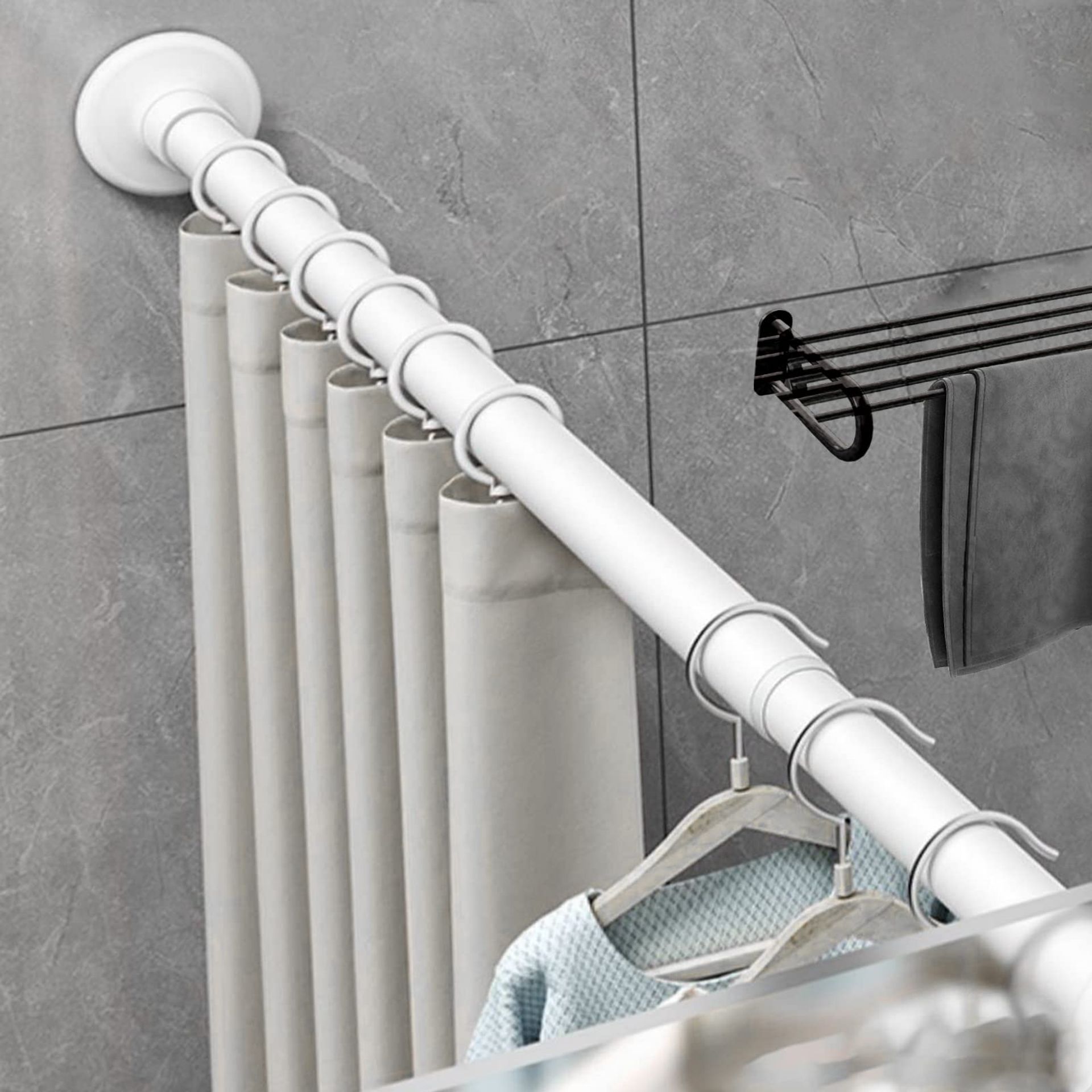 4-Pack White Extendable Shower Curtain Rods - Telescopic Spring Tension Clothes Rail