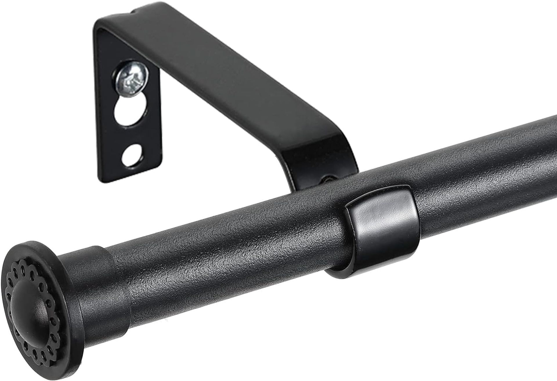 Curtain Poles, Single Curtain Rod 76-157 cm for Windows, 1.6 cm Small Curtain Pole Set, Heavy Duty Decorative Poles with Brackets, Matte Black