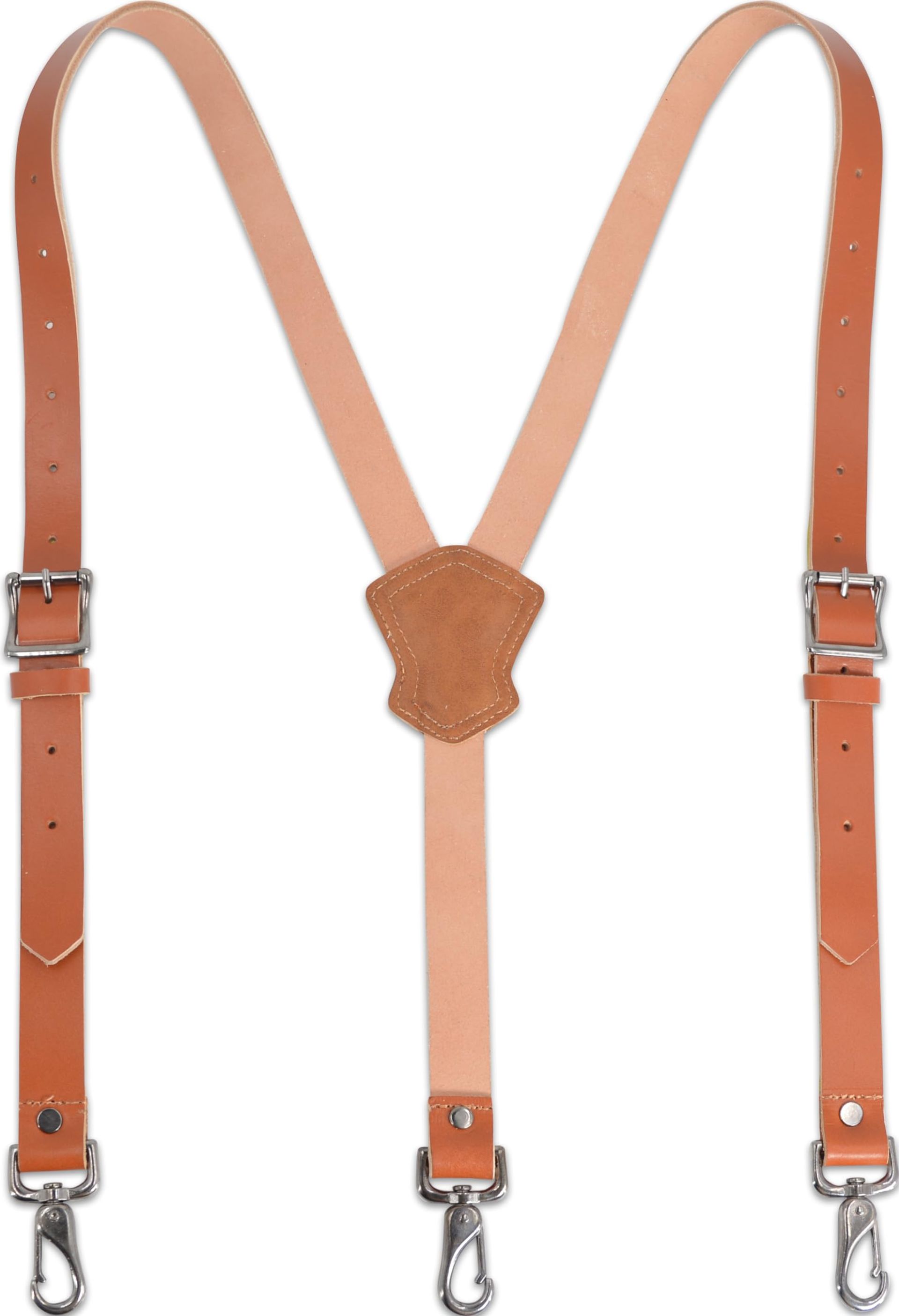 Men's Heavy Duty Buffalo Leather Suspenders Adjustable Fit with Metal Clips for Work or Casual Wear - Brown Adjustable Fit