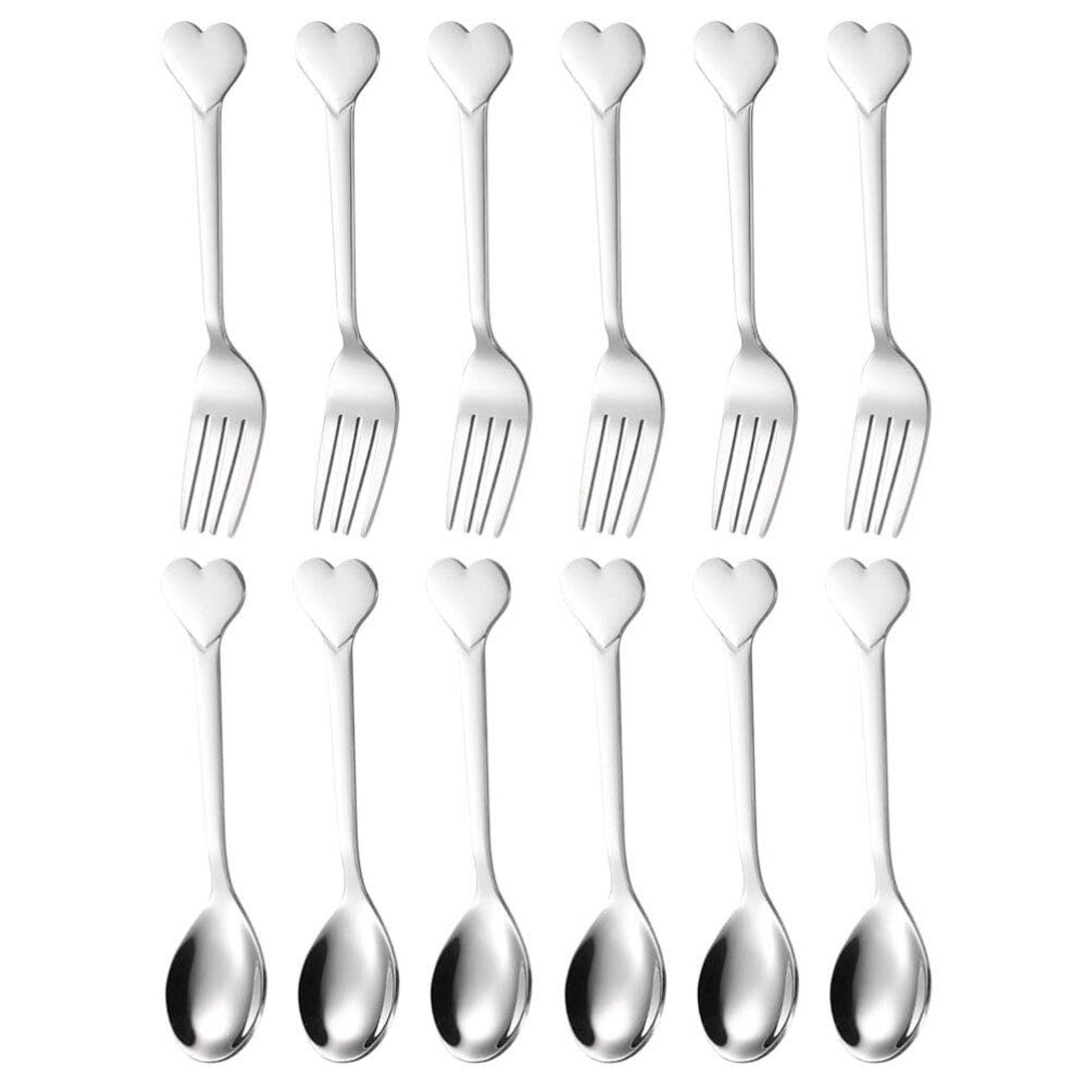 Kichvoe 1 Set Stainless Steel Coffee Spoon Appetizer Fork Heart