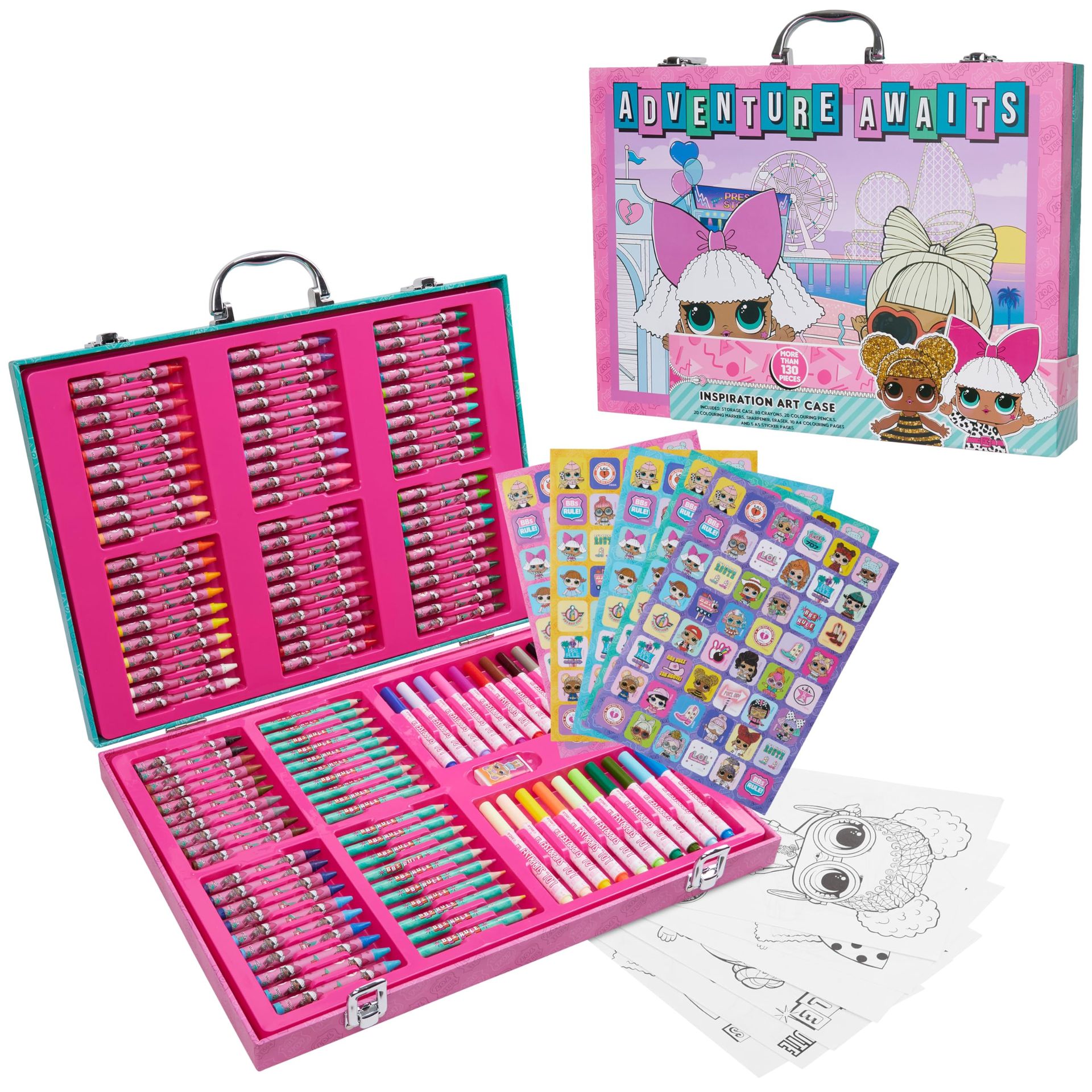 L.O.L. Surprise! Kids Art Set with Markers, Colouring Pencils & Travel Case - 40 Piece Creative Gift