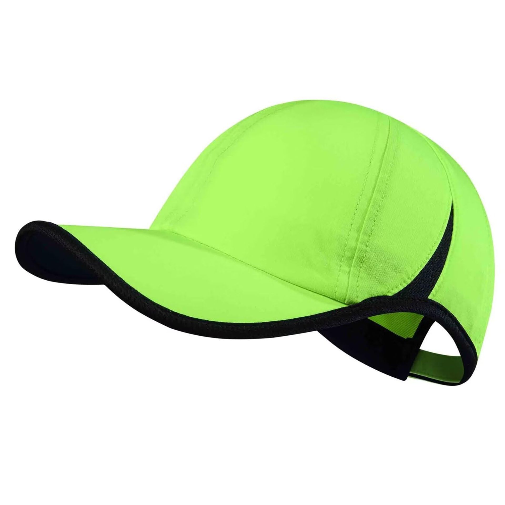 Performance Run Hat with Sun Protection, Breathable & Adjustable for Outdoor Activities - Fluorescent Green