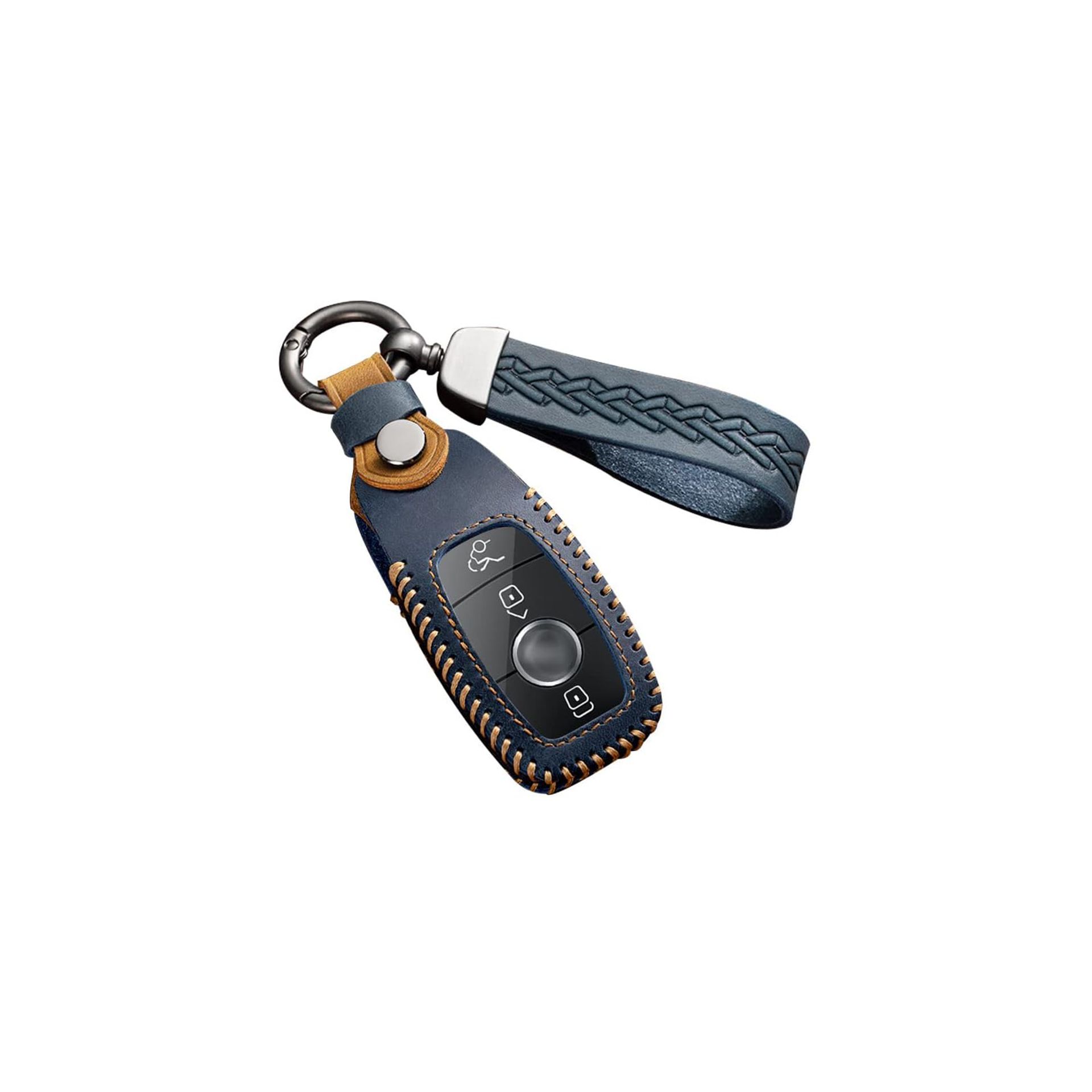 ZOBIG Genuine Leather Key Fob Cover For Mercedes Benz Car Key Case Shell With Keychain For Fit Benz A Class C Class G Class E Class S Class 260l E Class E300l E260l Glca200l Original Remote Key I3592925049