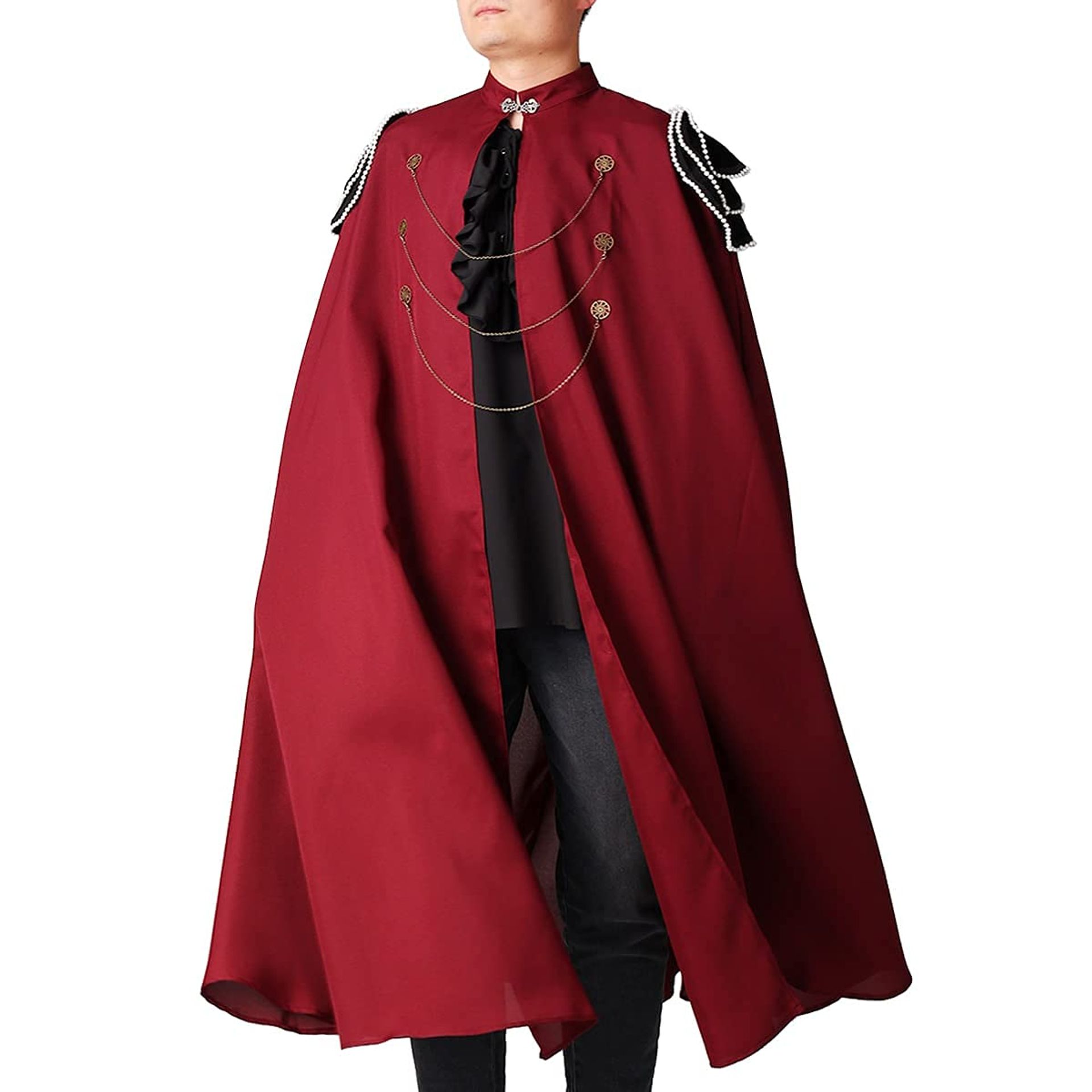 Men's Medieval Renaissance Cloak Cape Costume for Fancy Dress Parties – Wine Red M