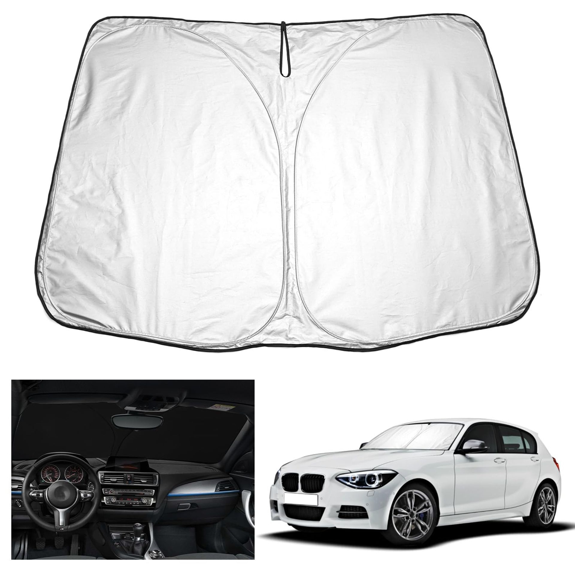 Foldable Car Windscreen Sun Shade Compatible with Cupra Formentor 2021-2024 and Seat Leon MK4 KL1 KL8 2020-2024 UV Heat Protection - Silver One Size