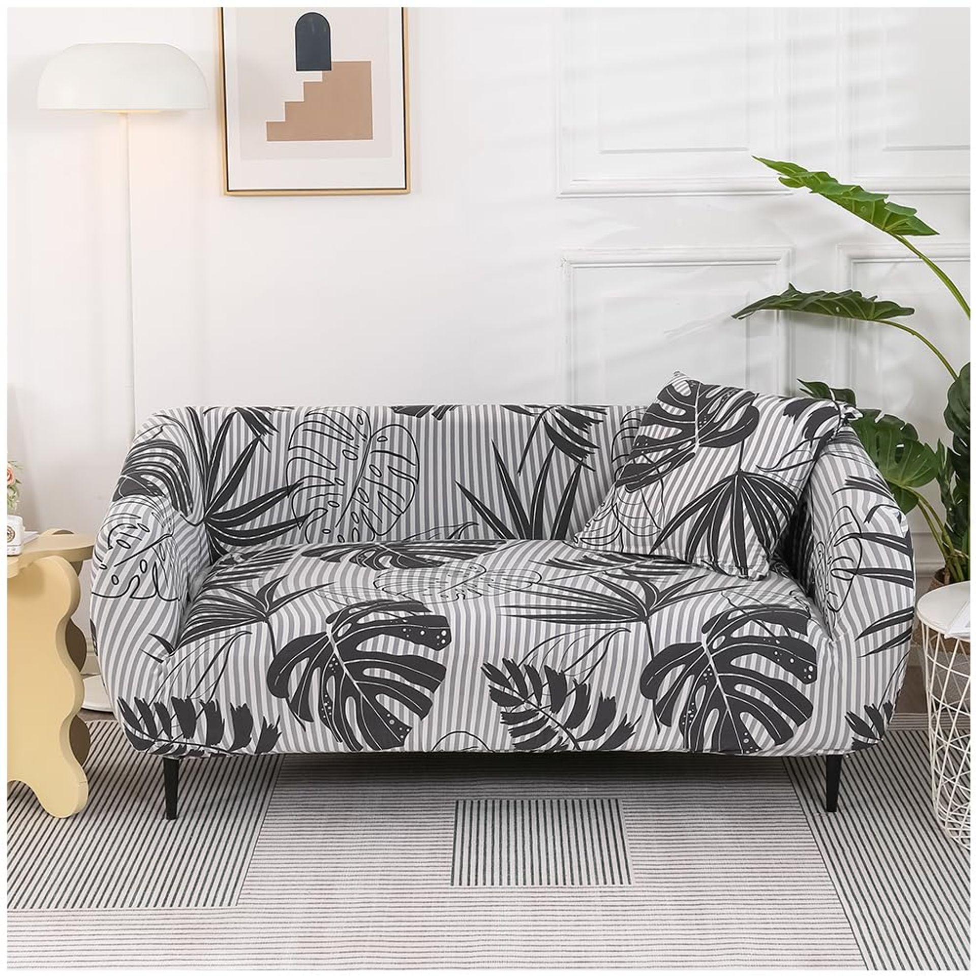 High Elastic 1-Seater Stretch Sofa Cover - Banana Leaf Print, Non-Slip, Washable