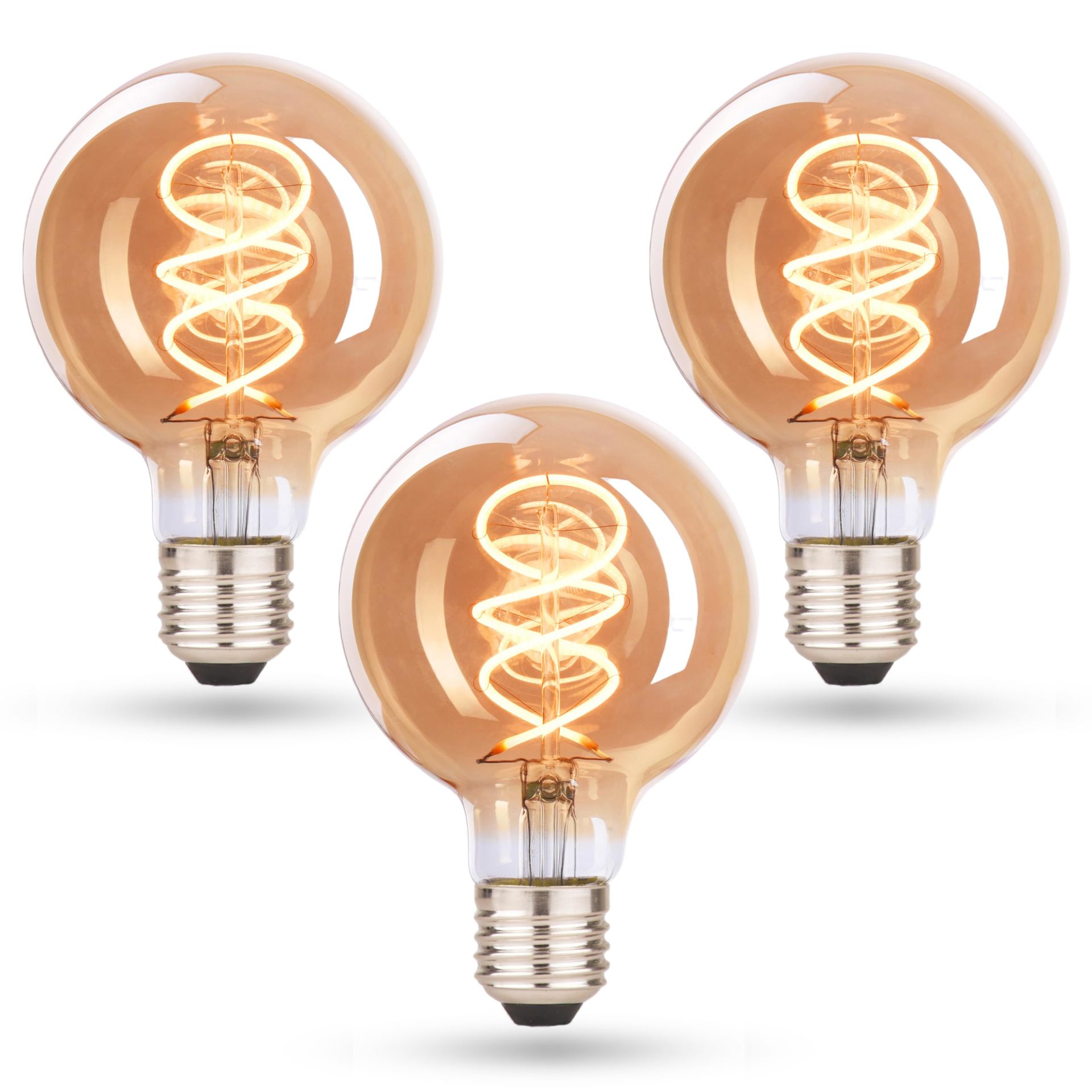 Vintage Decorative LED Light Bulbs E27 Warm White Equivalent 38W Shock Resistant Set of 3 - Warm White Set of 3