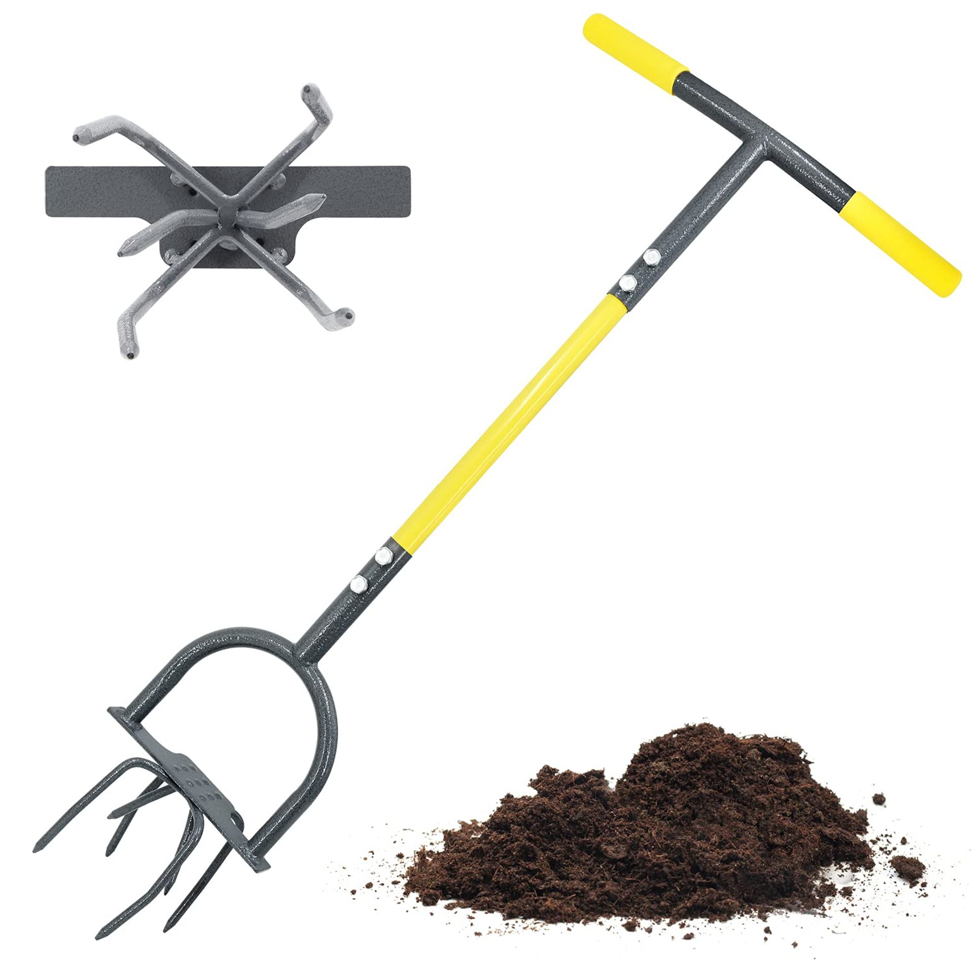 Garden Twist Tiller Manual Hand Cultivator with Steel Shaft and Ergonomic Handle - Twist Tiller
