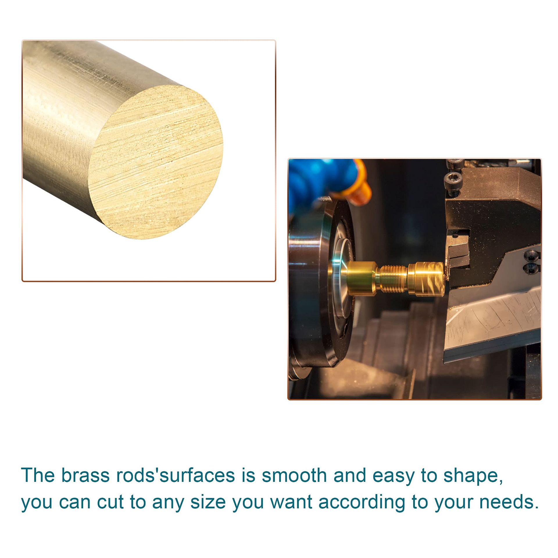 Sourcing Map Brass Rod,Brass Solid Round Rod 4mm Diameter 200mm Length La
