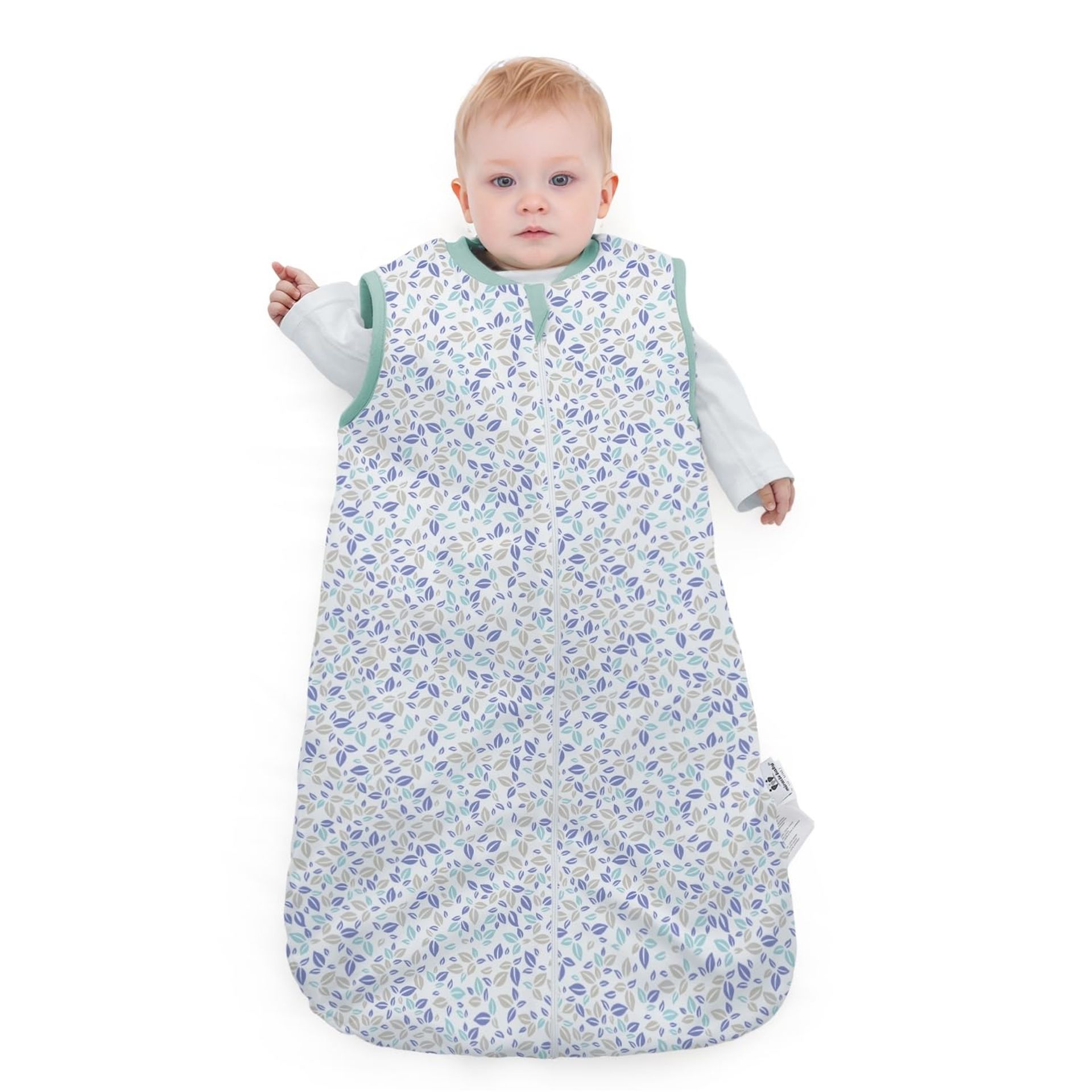 2.5 Tog Winter Baby Sleeping Bag 100% Cotton with 2-Way Zipper for Boys & Girls (Leaves, 6-18 Months)