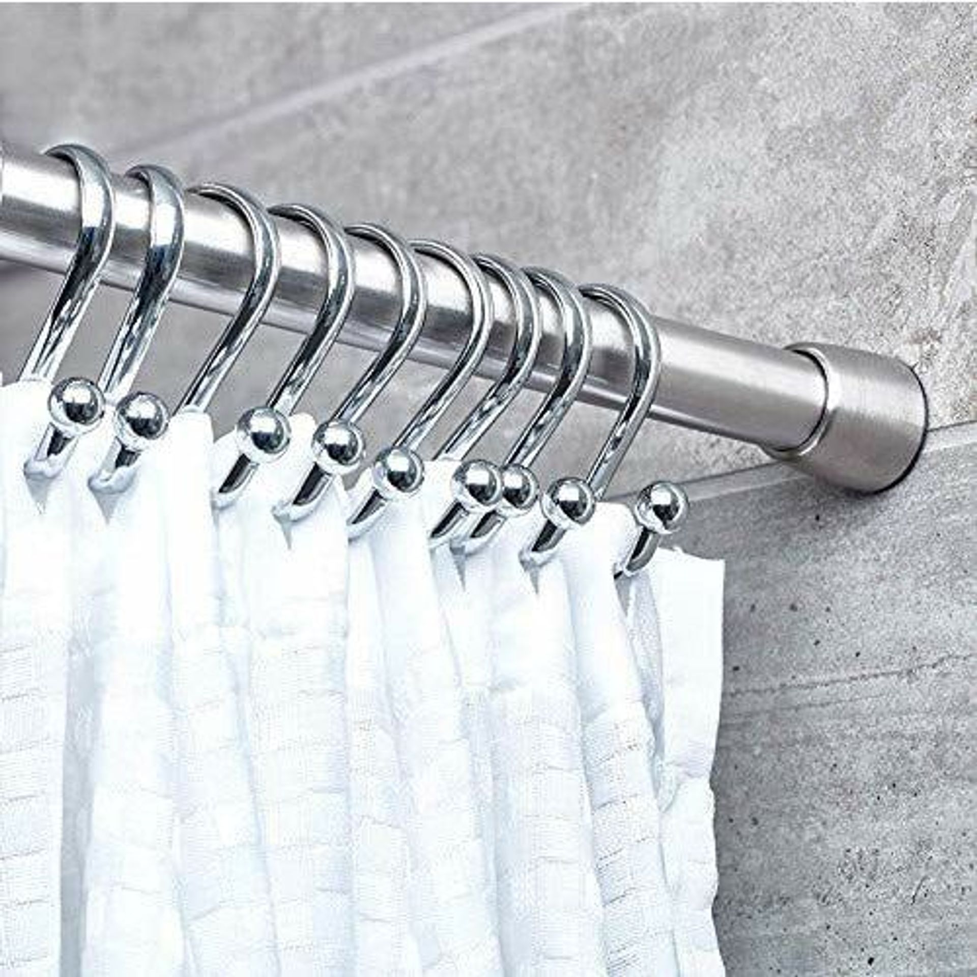 IDesign 78570 Shower Curtain Rail, Short Stainless Steel Tension Rod With
