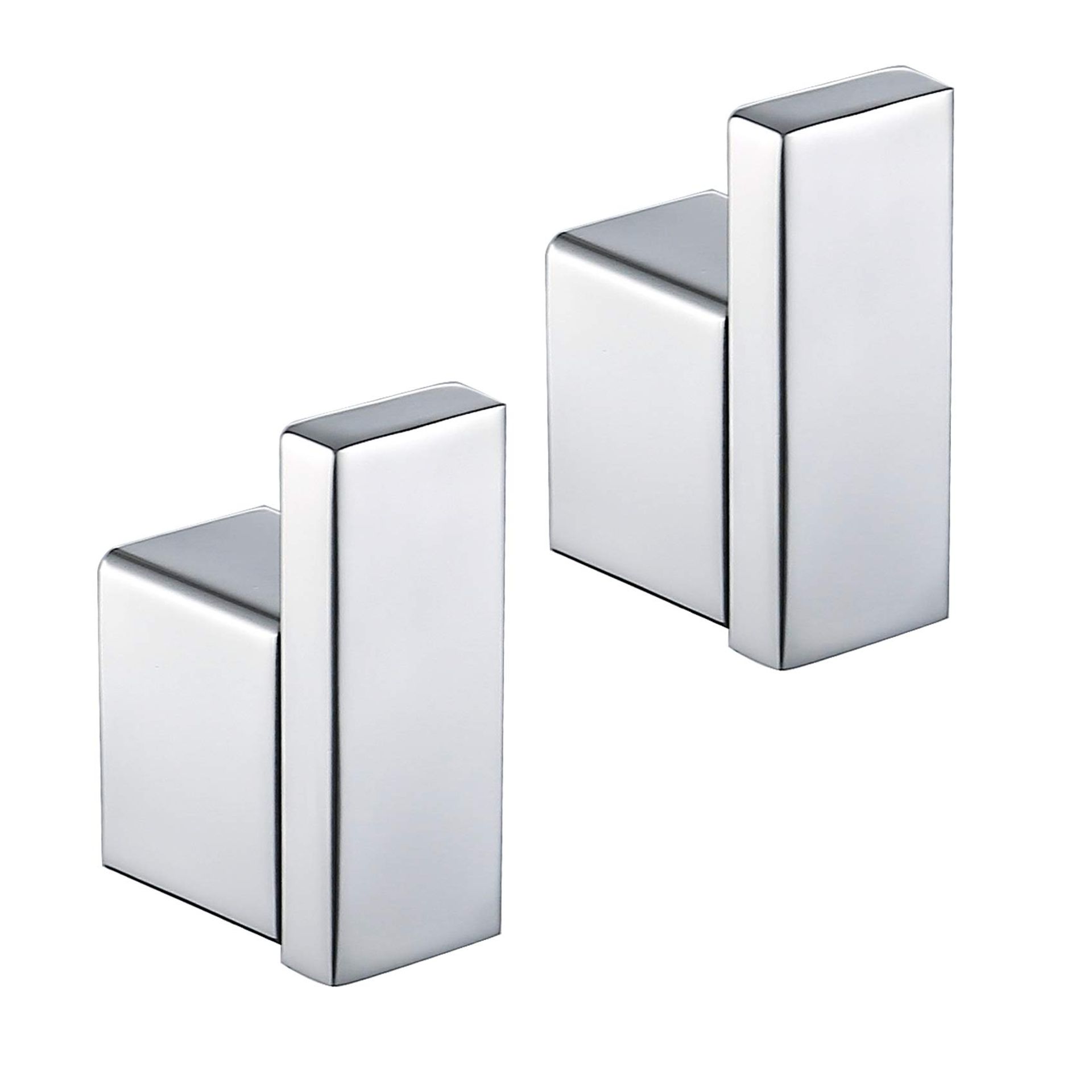 2 Pack Heavy Duty Stainless Steel Towel & Robe Hooks for Bathroom, Kitchen & Garage - Wall Mounted Polished Finish Hooks