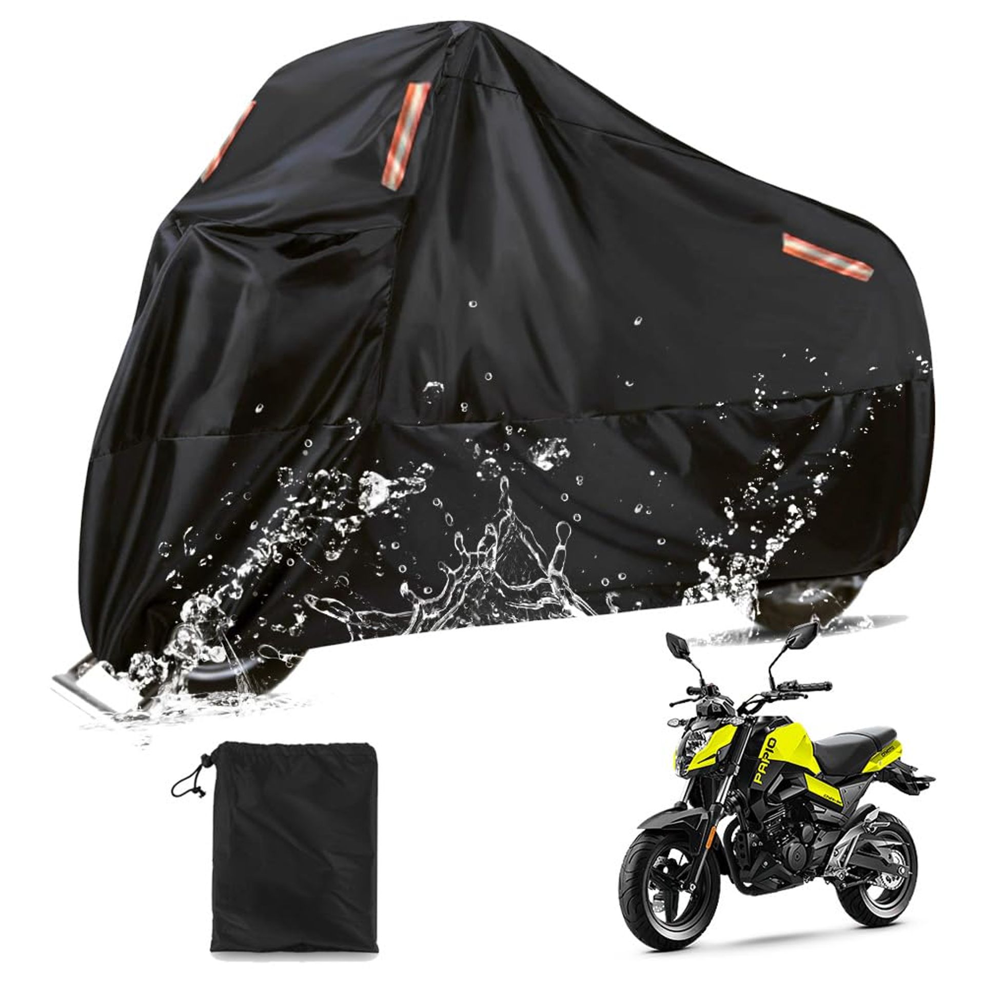 Motorcycle Cover 190T Oxford Fabric Waterproof All-Season Outdoor Protection - Black XXXL