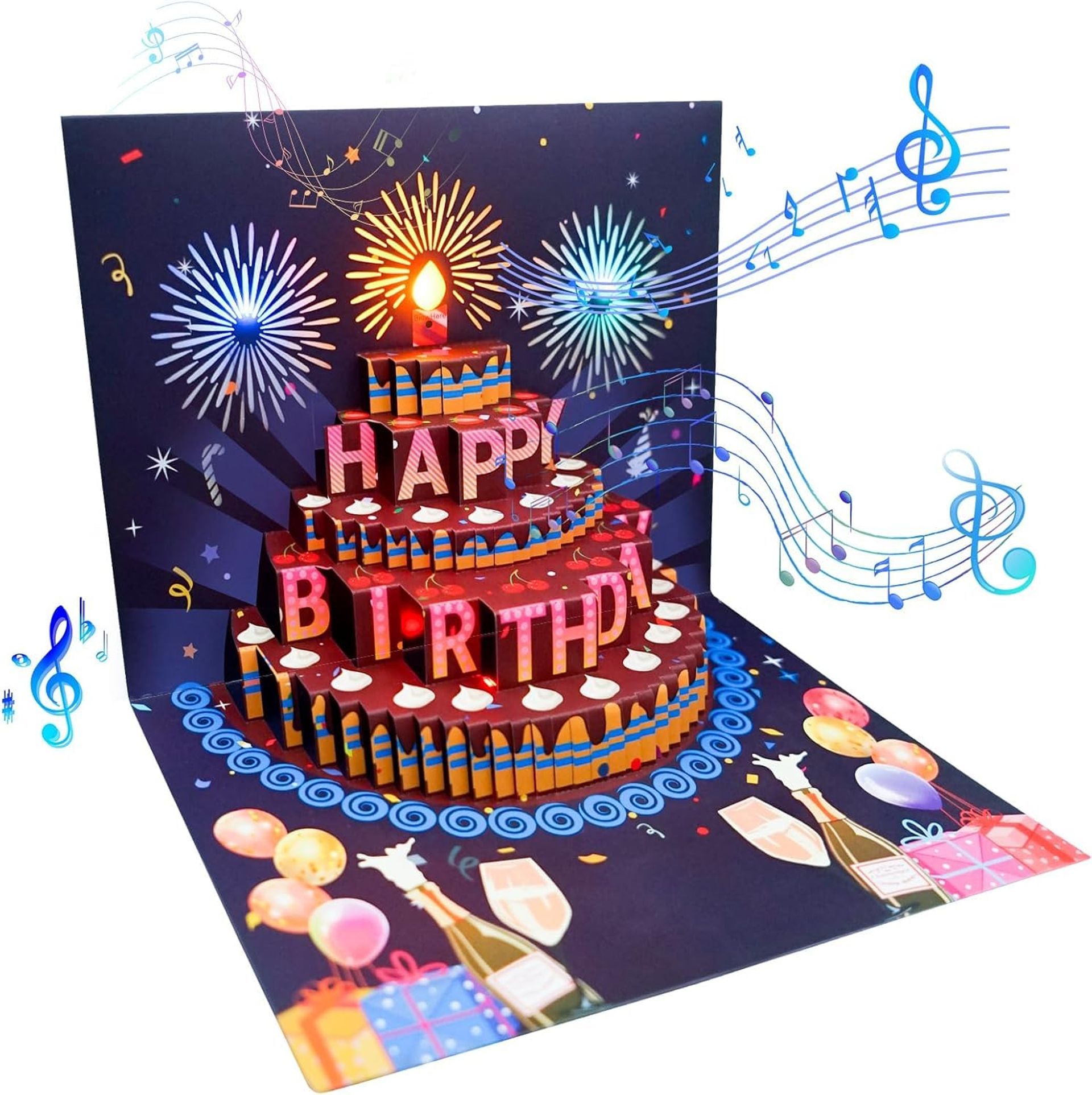 Interactive Pop-Up Musical Birthday Card With Lights & Blowable