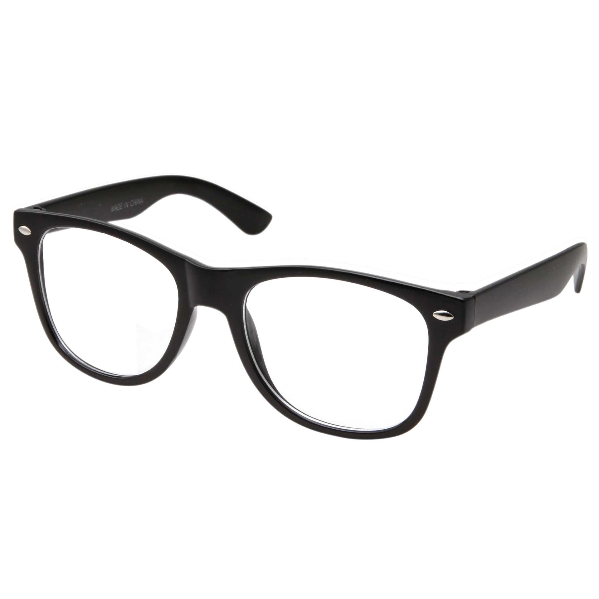 Retro Oversized Clear Lens Nerd Geek Style Fashion Glasses Unisex - Black Large