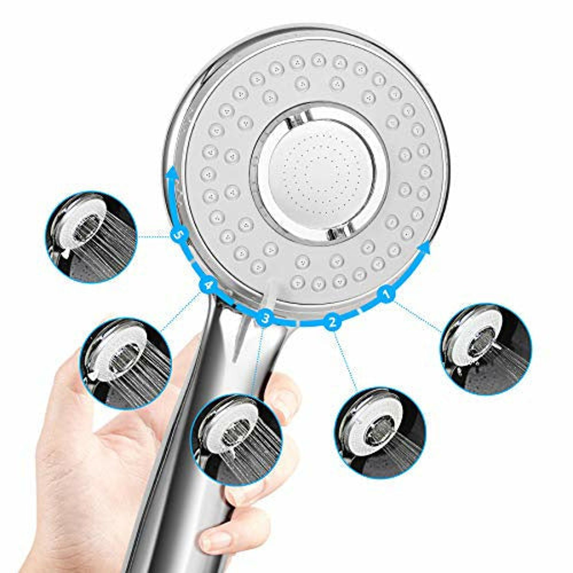 Aywne Shower Head With Hose (2m), High Pressure Water Saving 5 