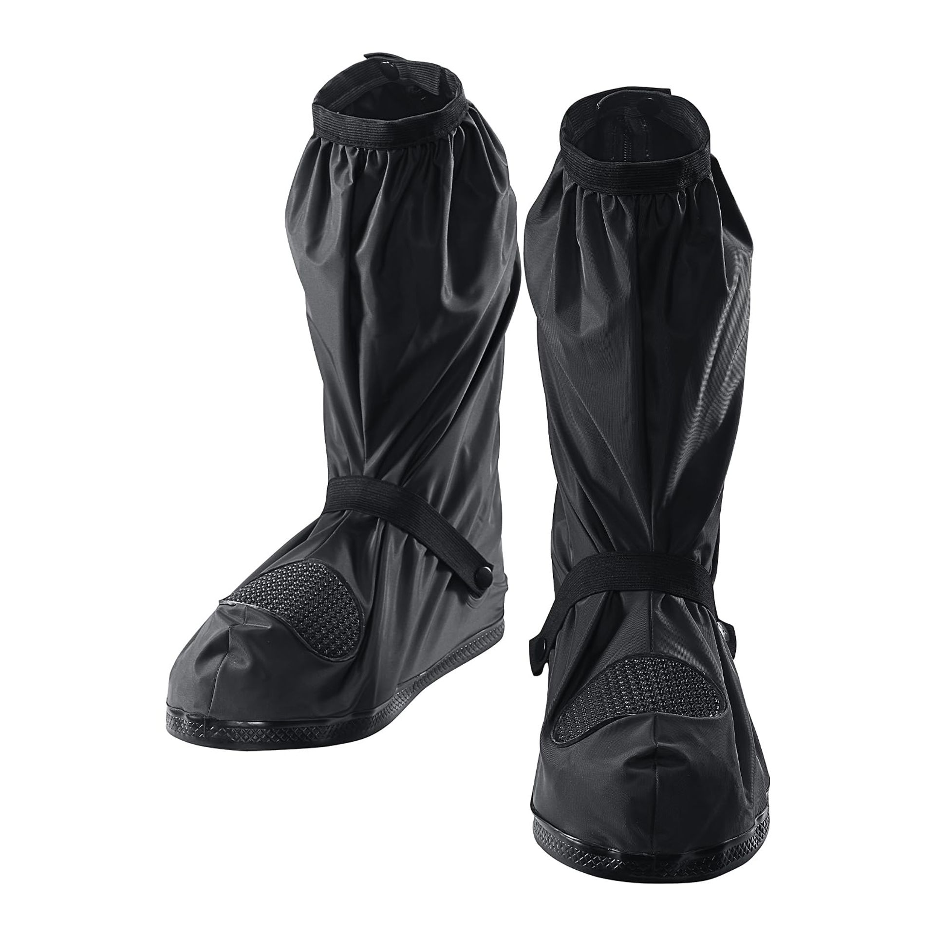 Waterproof Rain Shoe Covers with Zipper Non-slip Overshoes Protection for Walking, Cycling or Motorbike - Black L