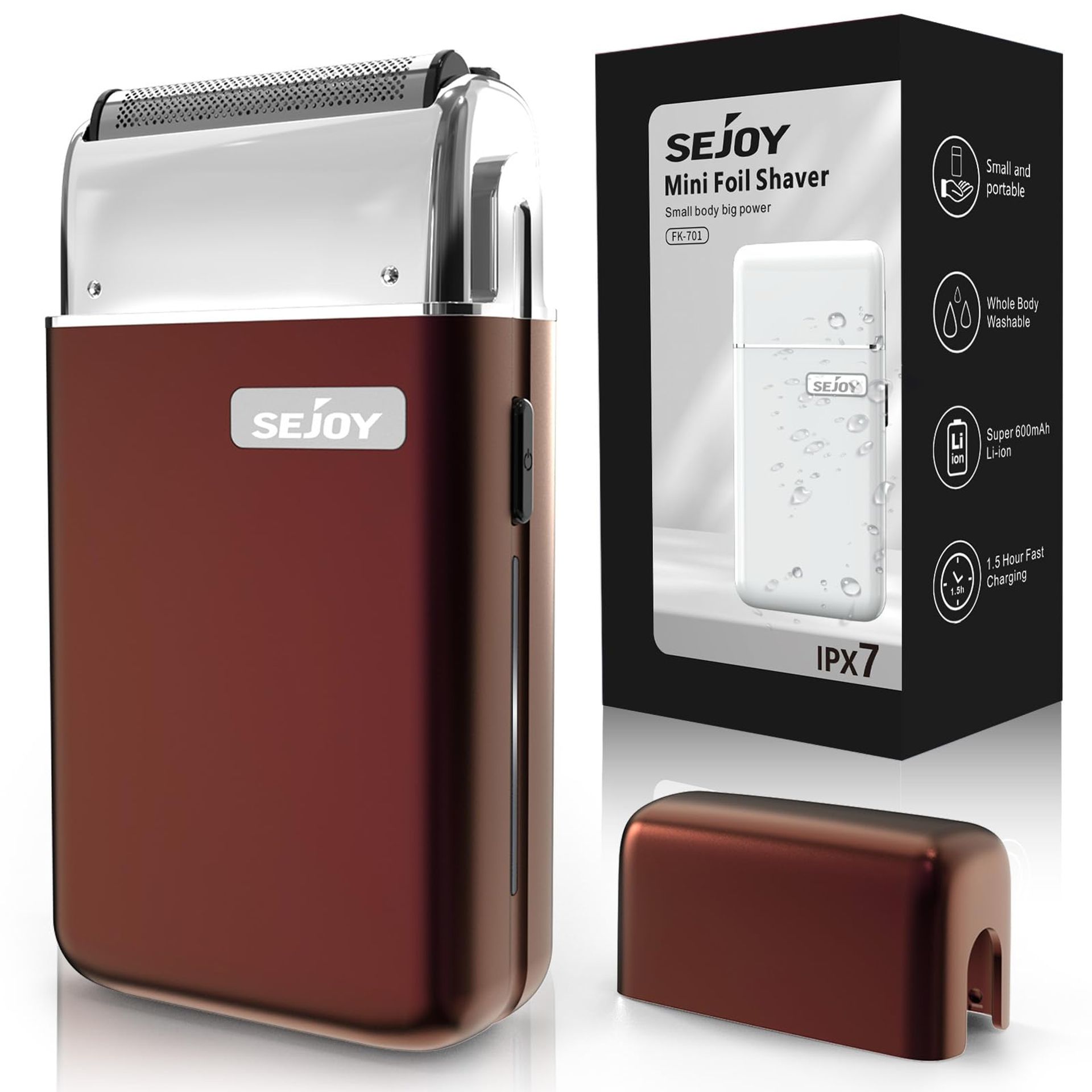 Portable Electric Razor for Men Dual Blade 6800RPM LED Waterproof USB-C - Porto TXD-FK701-RED