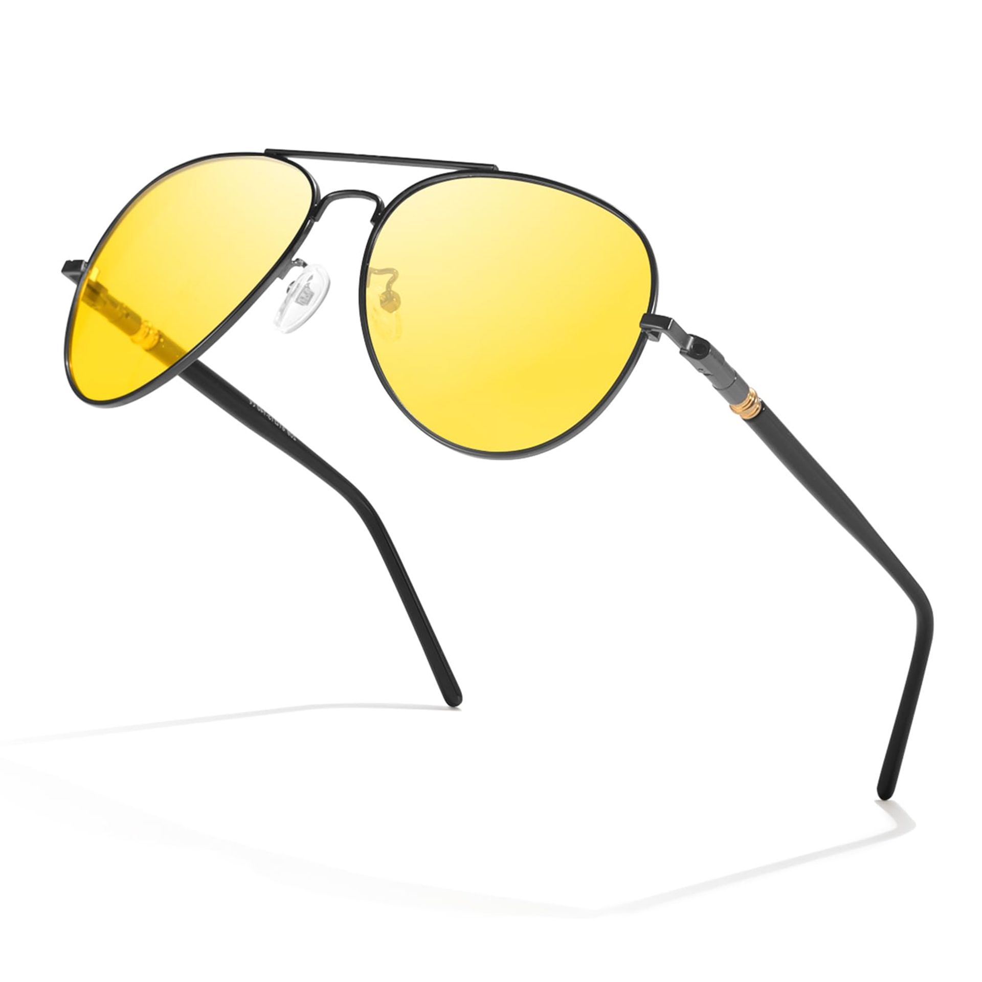 TJUTR Gepolariseerde bril voor autorijden, dag- en nachtzichtbril, gele lens, ultralicht, TR90-pilotenmontuur voor heren, met UV400-bescherming, Tortoiseshell