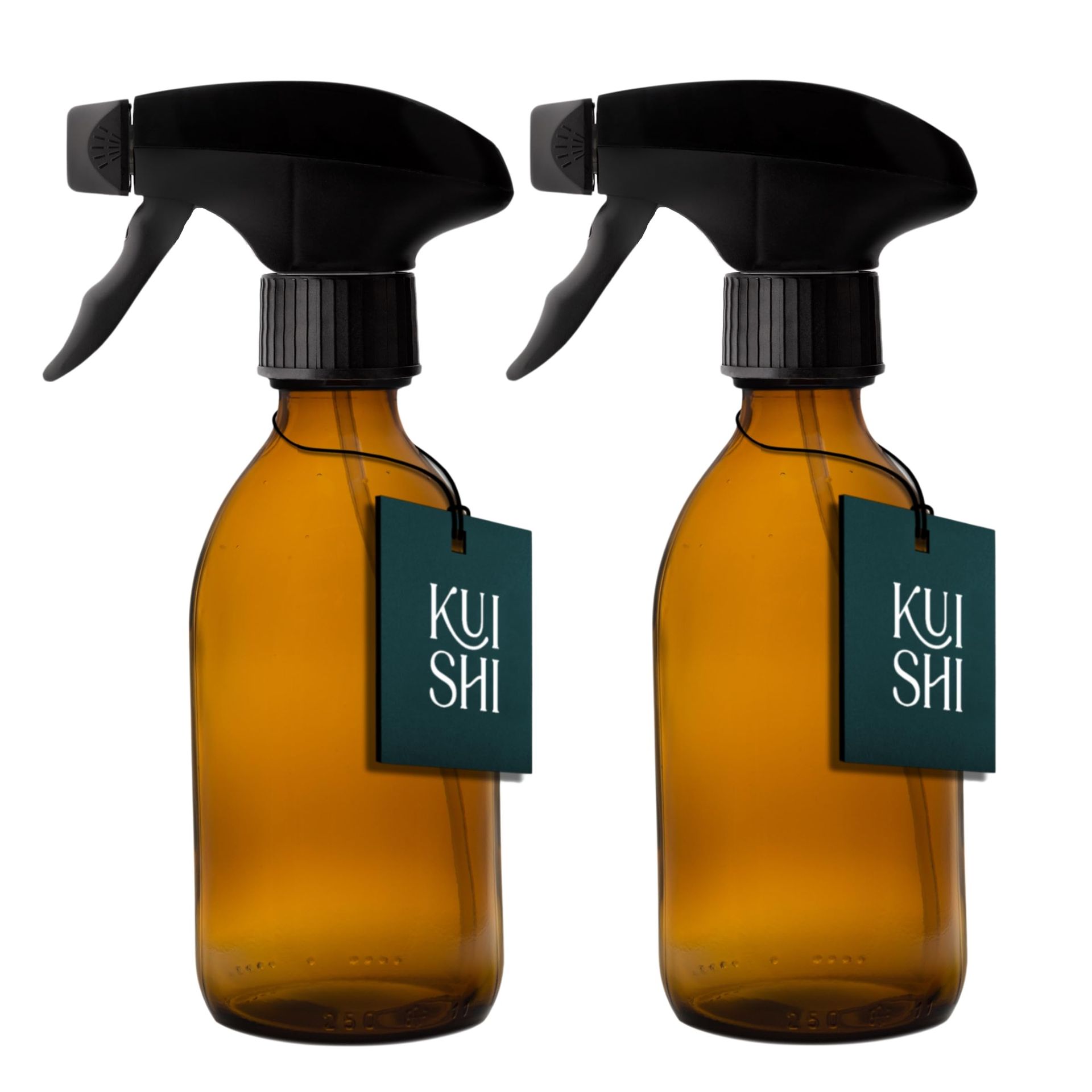 Reusable Glass Spray Bottle BPA-Free Trigger Nozzle for Cleaning, Plants & Essential Oils - Amber 250ml